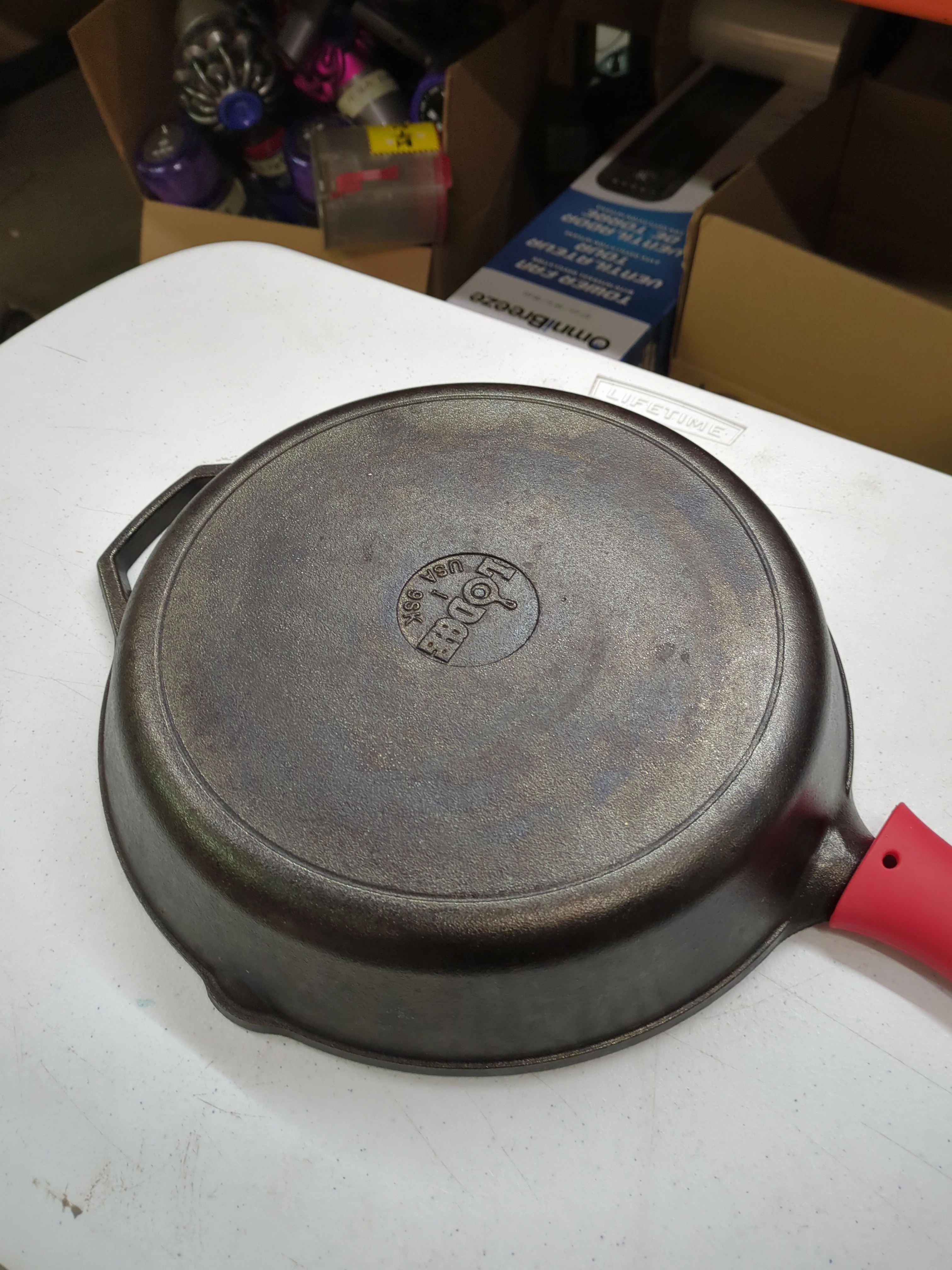 Lodge Cast Iron Skillet with Red Silicone Hot Handle Holder - Retail $19 - Image 3