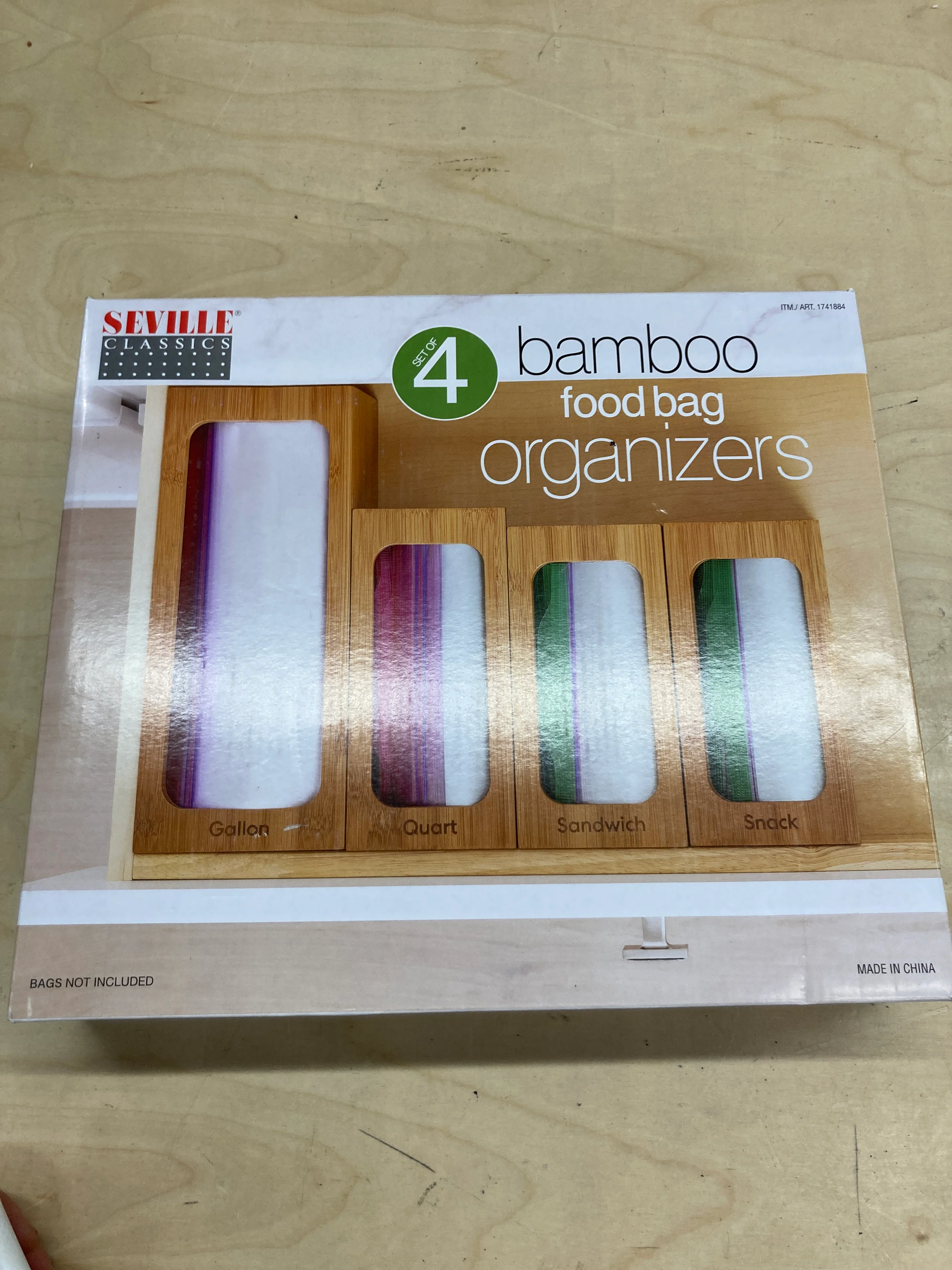 Costco - Seville Bamboo Food Bag Organizer 4-piece Set - Retail $24