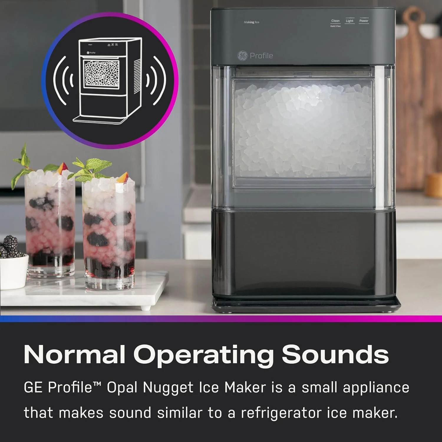 GE Profile Opal 2.0 | Countertop Nugget Ice Maker with Side Tank | Ice Machine with WiFi Connectivity | Smart Home Kitchen Essentials | Black Stainless - Image 5