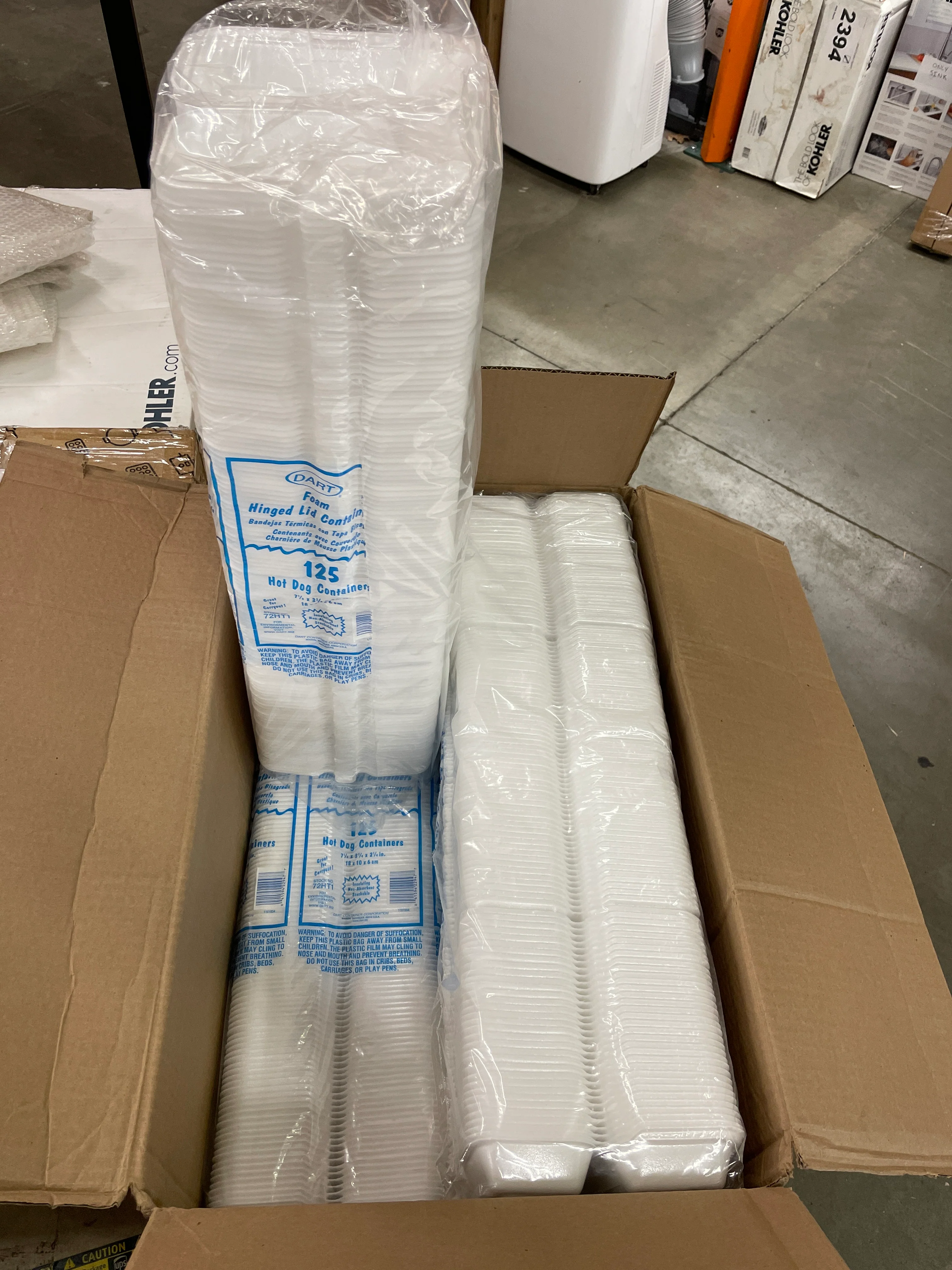 NEW - 1000 ct - Foam Hinged Lid Container, Hot Dog Container, 3.8 x 7.1 x 2.3 - Retail $210 - Image 3