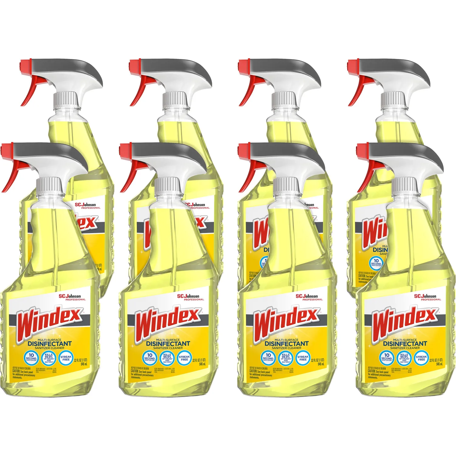 Windex® Multisurface Disinfectant Spray, Spray, 32 fl oz (1 quart), Citrus ScentTrigger Bottle, 8/Carton, Yellow (SJN322369CT) - Retail $50