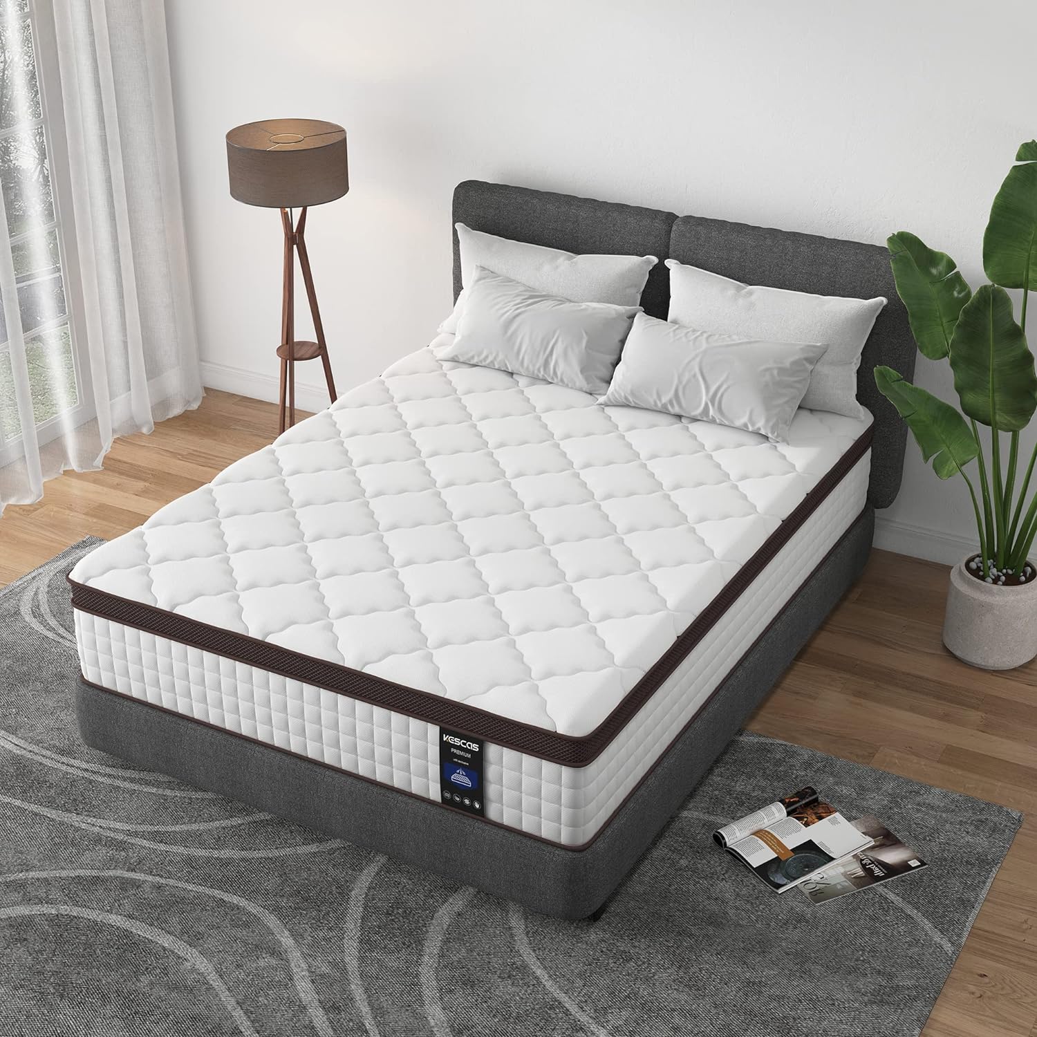 NEW - Kescas Queen Size Mattress, 10 Inch Hybrid Mattress with Heavier Coil - Retail $249 - Image 3
