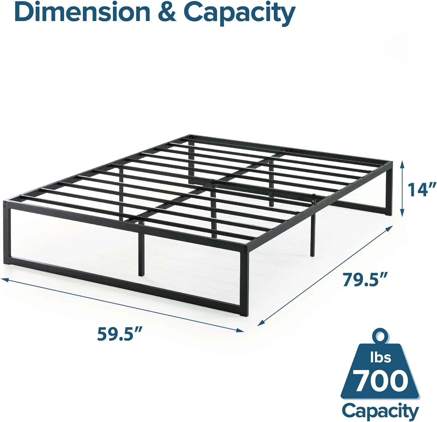 NEW - ZINUS QUEEN Abel Metal Platform Bed Frame / Mattress Foundation, Easy Assembly - Retail $105 - Image 3