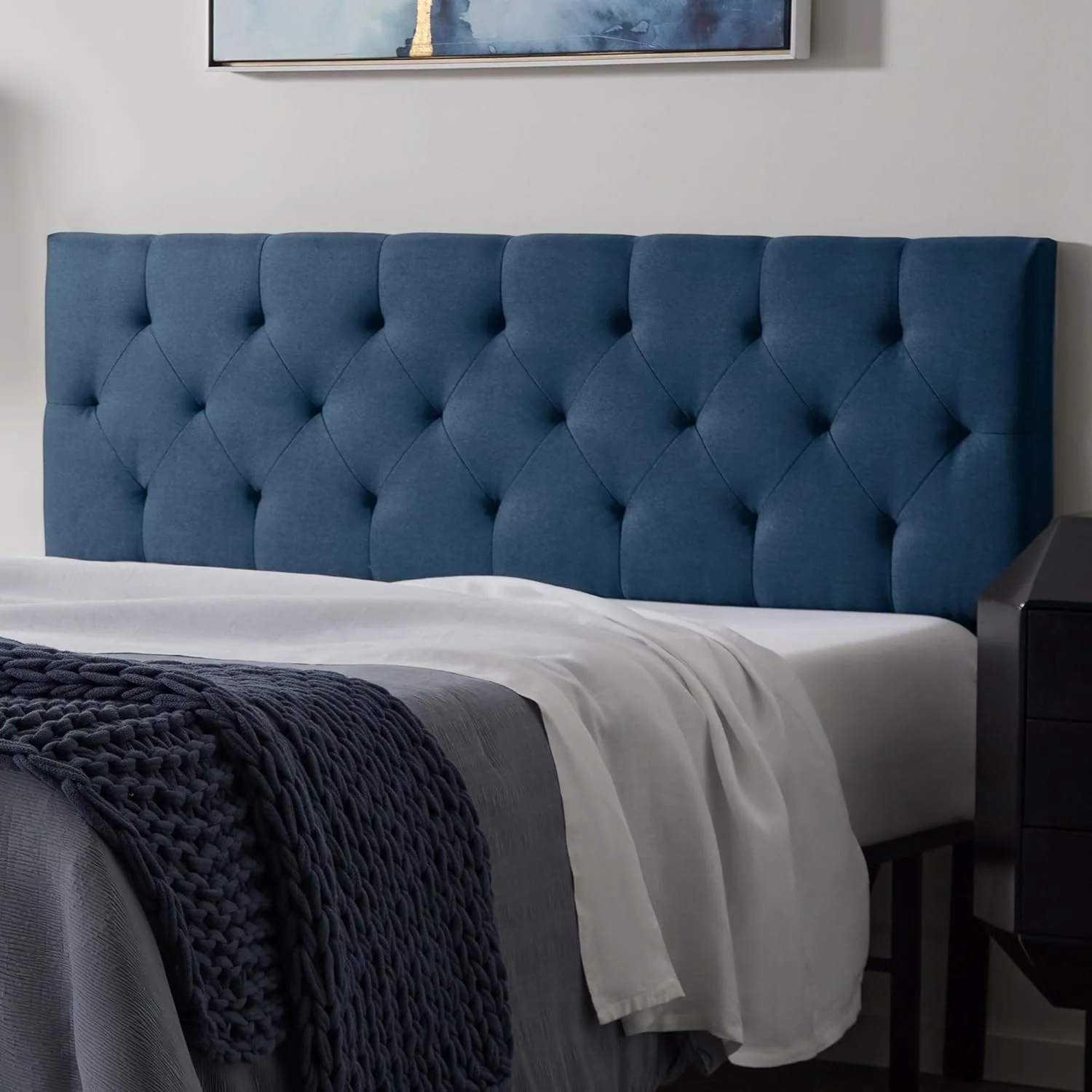 NEW - LUCID KING / Cali-King - Mid-Rise Upholstered Headboard - Diamond Tufted - Retail $129