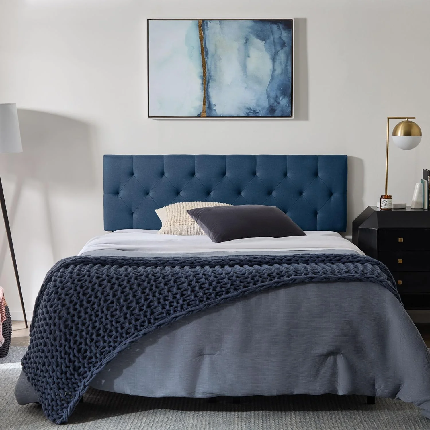 NEW - LUCID KING / Cali-King - Mid-Rise Upholstered Headboard - Diamond Tufted - Retail $129 - Image 2