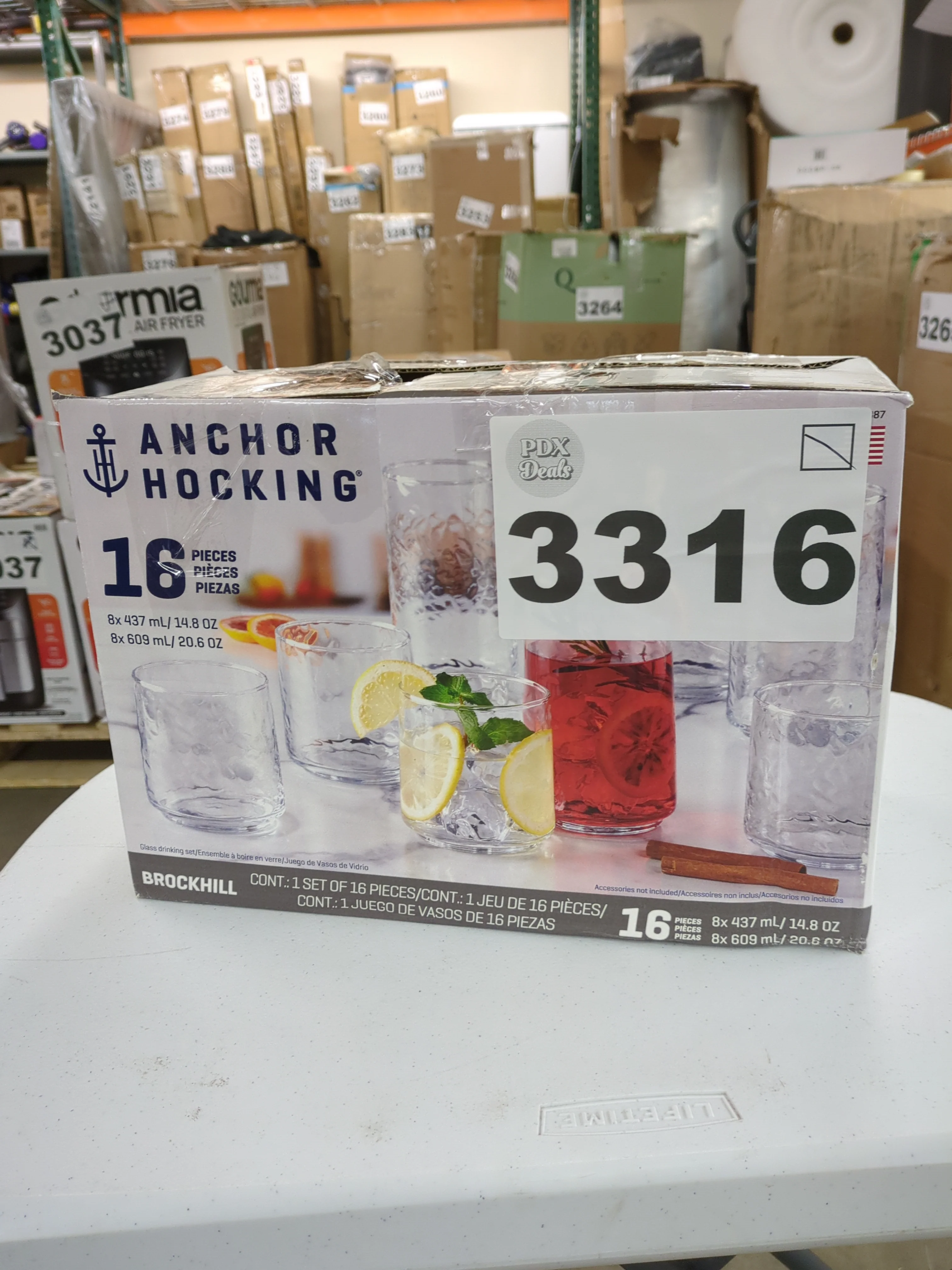 Costco - Anchor Hocking Hammered Drinkware Set, 16-Piece - Retail $25 - Image 3