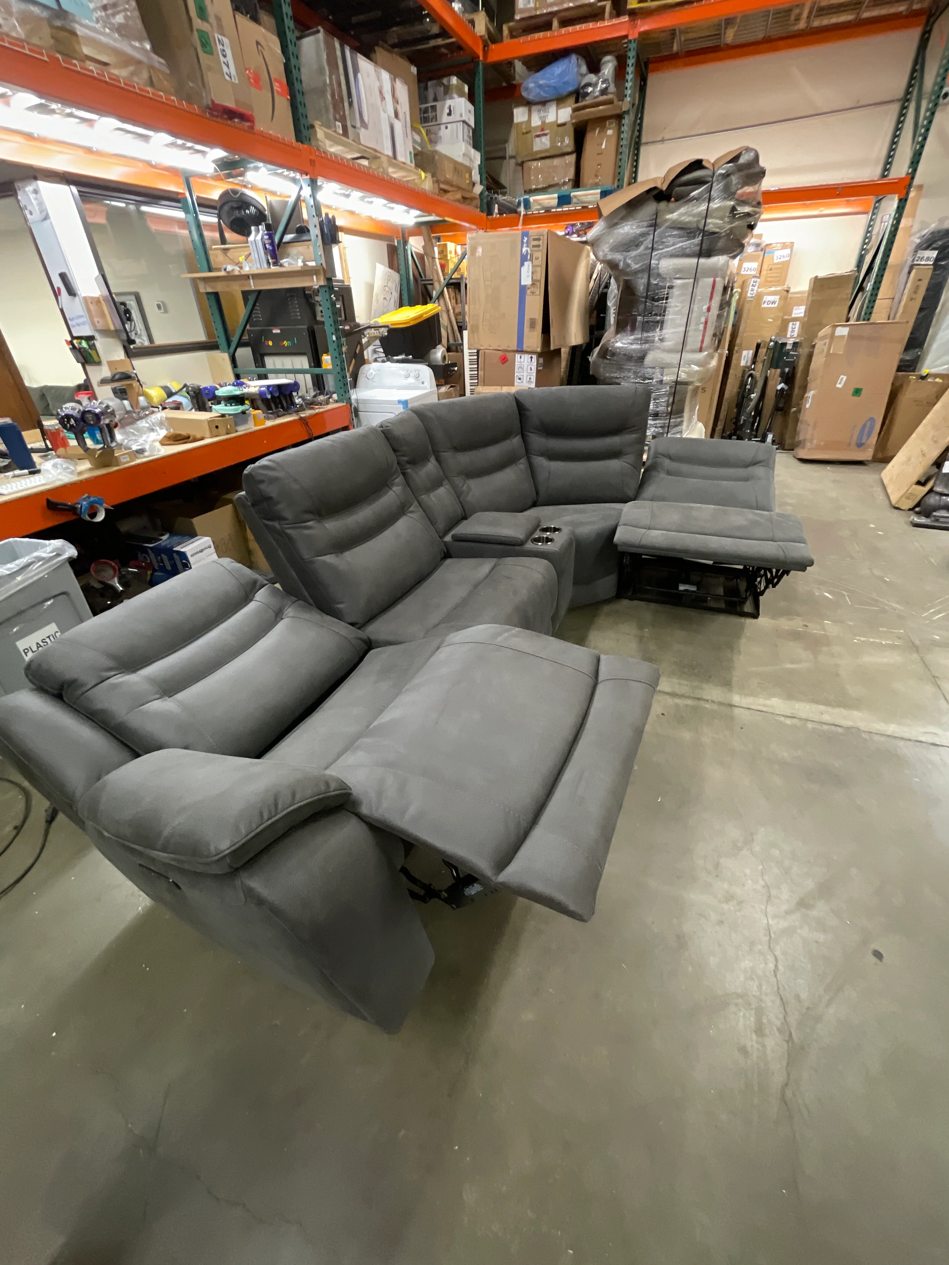 NEW - Costco - Kelsee Fabric Power Reclining Sectional with Power Headrests - Retail $2399 - Image 5