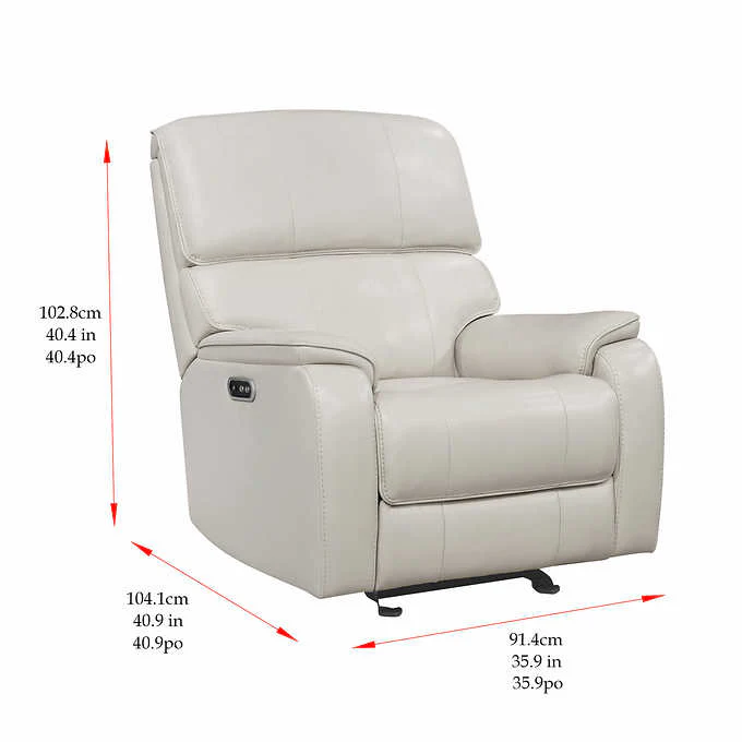 Like NEW - Costco - Barcalounger Columbia Leather Power Recliner with Power Headrest - Retail $799 - Image 4