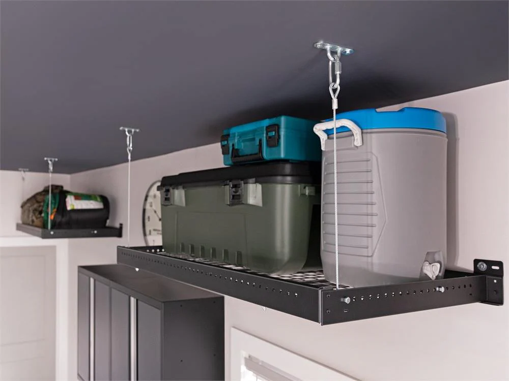 NEW - NewAge Products Pro Series Black 2 ft. x 8 ft. Wall Mounted Steel Shelf, Garage Overheads, 40406 - Retail $249 - Image 4