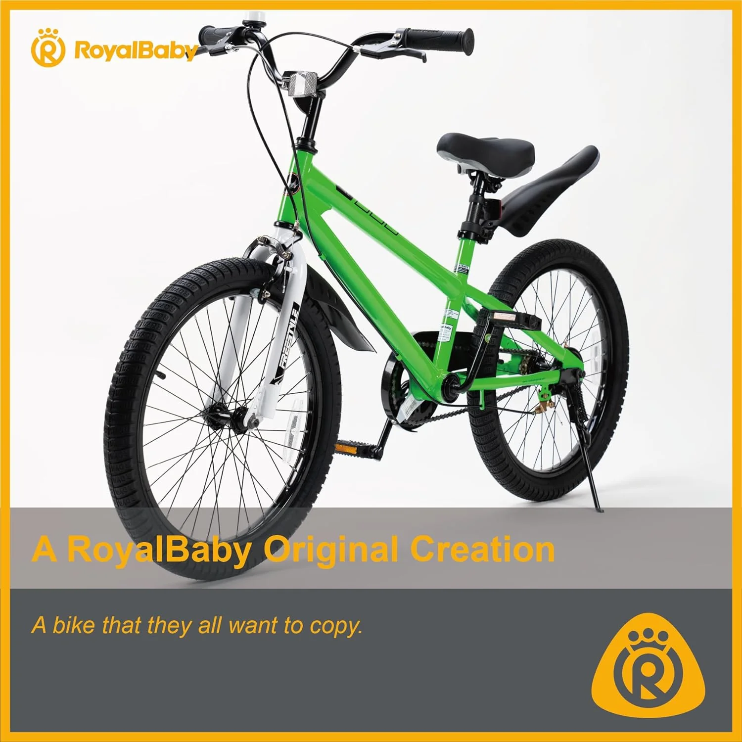 NEW - RoyalBaby Freestyle 20 Inch Kids Bike Bicycle with Kickstand, Water Bottle and Holder, and Reflectors for Boys and Girls Ages 8 and Up, Green - Retail $199 - Image 6