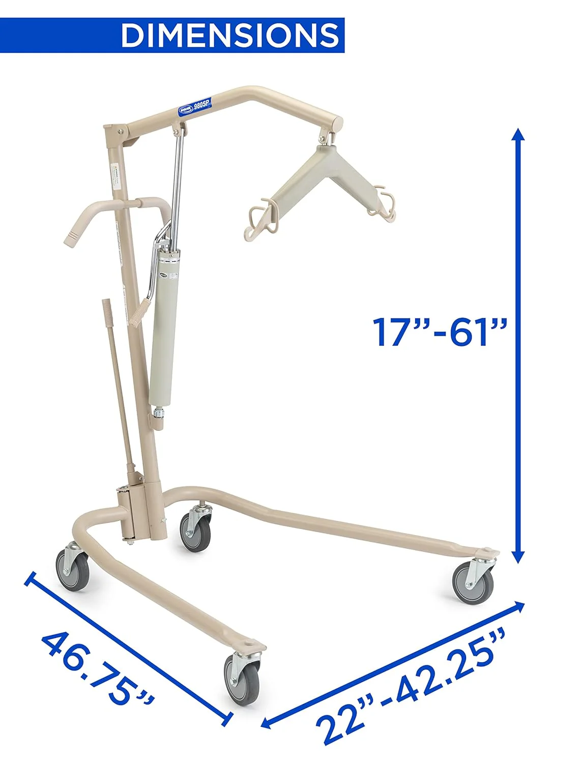 Like NEW - Invacare Lightweight Hydraulic Patient Lift, White, 450 lb. Weight Capacity, 9805P - Retail $549 - Image 2
