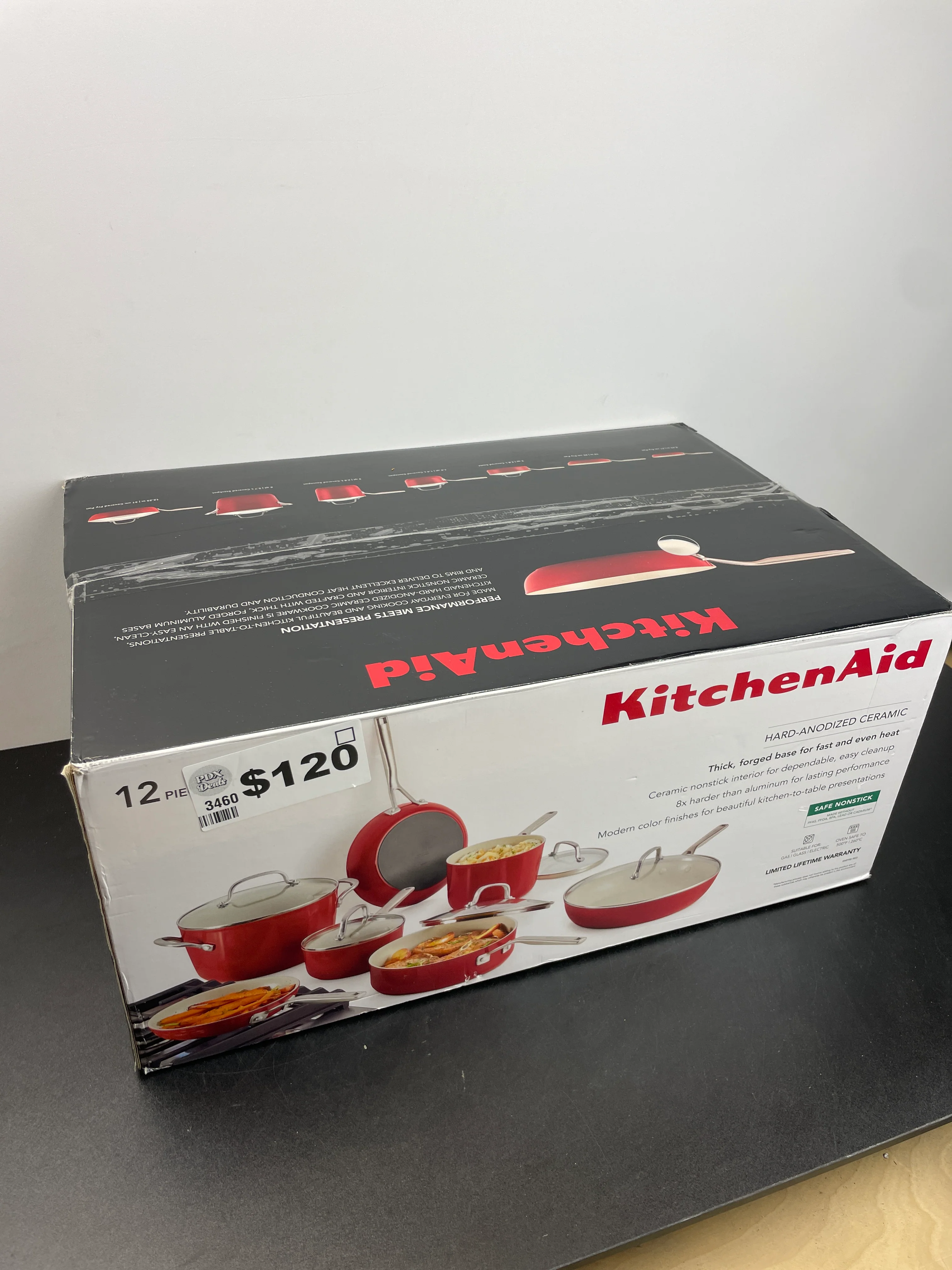 KitchenAid RED 12-piece Hard Anodized Ceramic Non-Stick Cookware Set - Retail $199 - Image 3