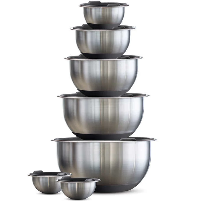 Tramontina Stainless Steel Mixing Bowls with Lids, Gray, 14 piece - Retail $37 - Image 2