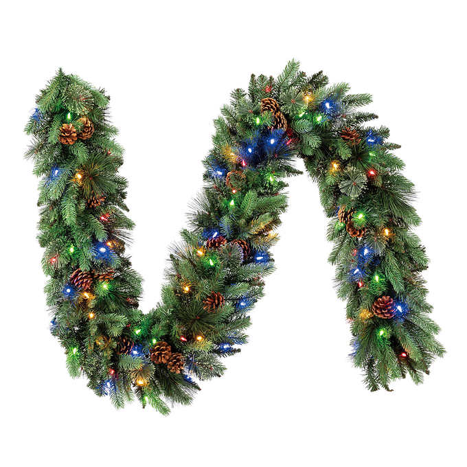NEW - Costco - 2.7 m (9 ft.) Pre-lit Garland with Dual Colour LED Lights - Retail $59 - Image 2