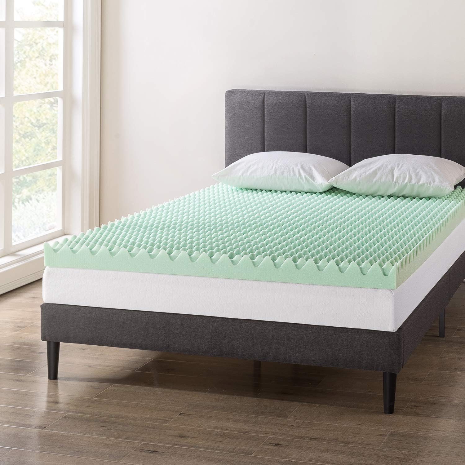 NEW - Best Price Mattress 4 Inch Egg Crate Memory Foam Mattress Topper with Calming Aloe Infusion, CertiPUR-US Certified, Full, Green - Retail $96 - Image 2