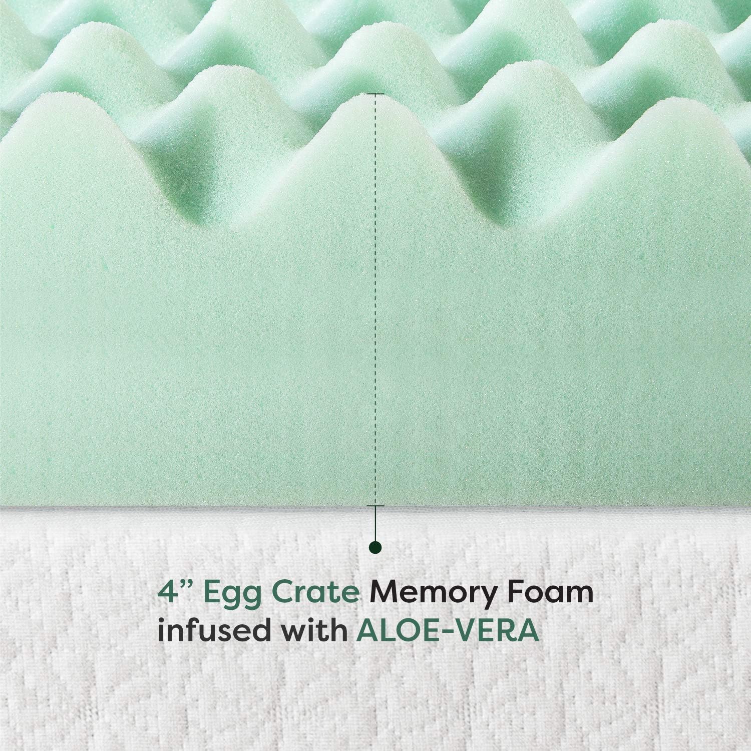 NEW - Best Price Mattress 4 Inch Egg Crate Memory Foam Mattress Topper with Calming Aloe Infusion, CertiPUR-US Certified, Full, Green - Retail $96 - Image 5
