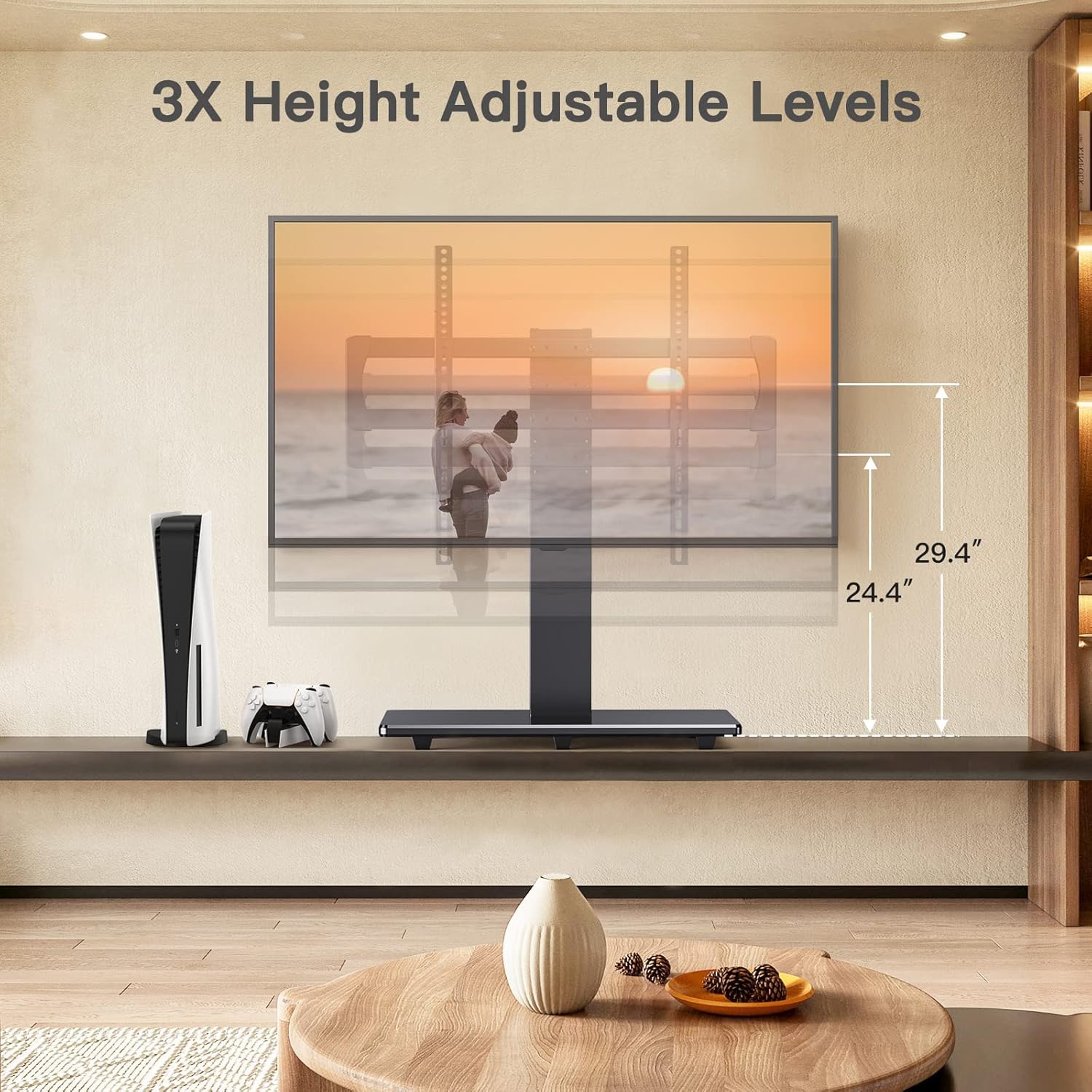 Marsail Universal TV Stand Base for 44-85 Inch LCD OLED Flat/Curved Screen TVs-Height Adjustable/Tall/Larger Table Top TV Stand Mount with Cable Management, VESA 800x400mm - Image 2