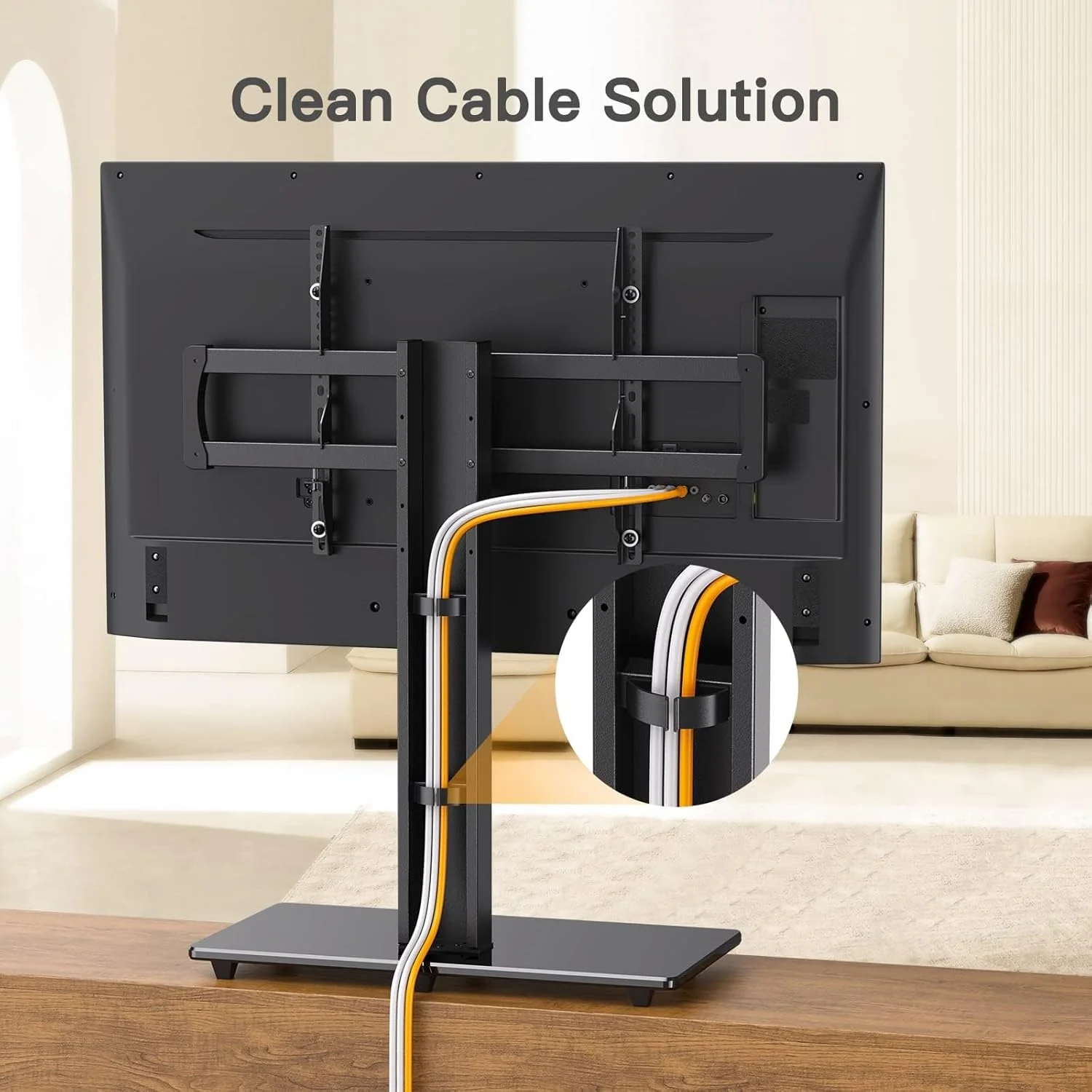 Marsail Universal TV Stand Base for 44-85 Inch LCD OLED Flat/Curved Screen TVs-Height Adjustable/Tall/Larger Table Top TV Stand Mount with Cable Management, VESA 800x400mm - Image 3