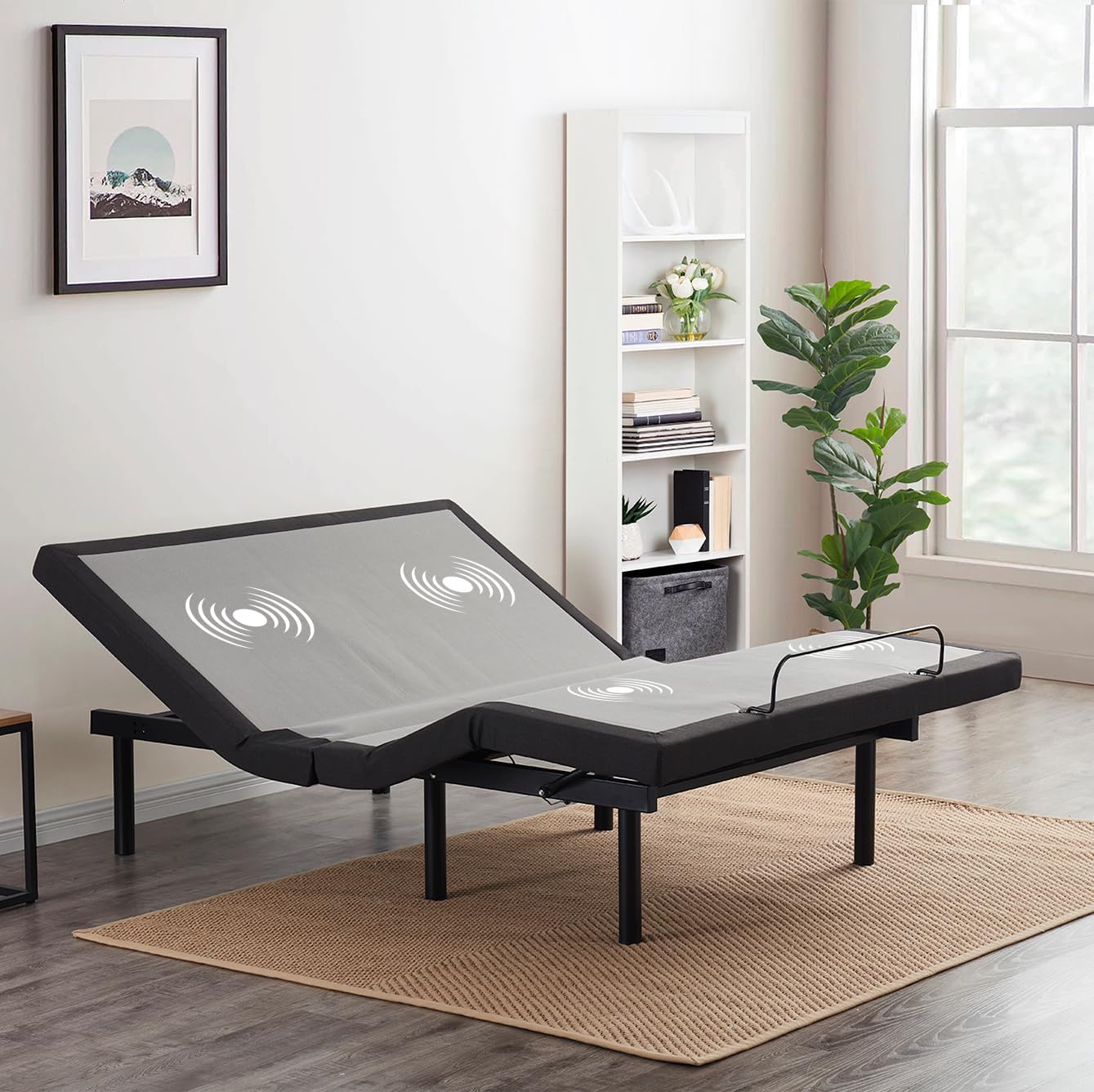 Nestl Adjustable Bed Frame, Adjustable Massage Bed Frame with Wireless Remote, Adjustable Bed Base Head & Foot Massage, Fast & Easy Assembly, USB Ports, LED Light, King Size Bed Frame - Retail $934 - Image 2