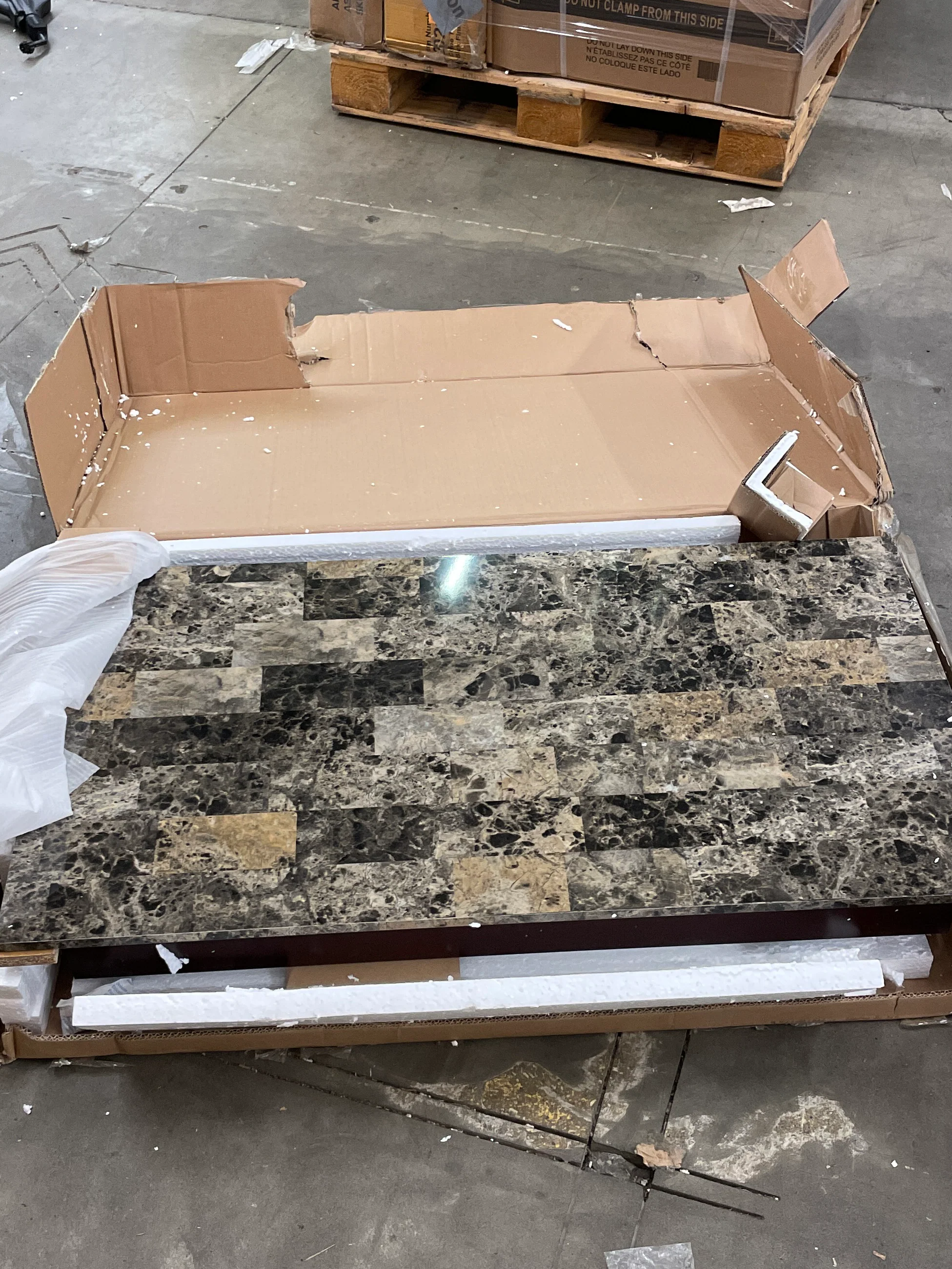 NEW - Linon Brown 3-Piece Table Faux Marble Tavern Set, 42" w x 22.25" d x 36" h - Retail $121 - Image 12