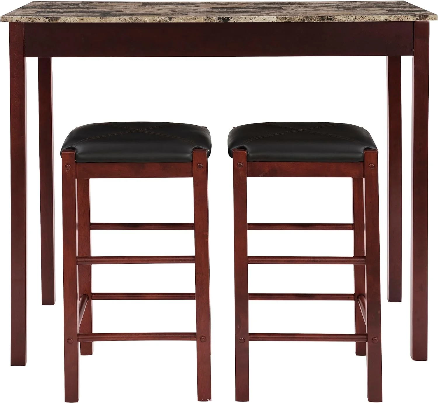 NEW - Linon Brown 3-Piece Table Faux Marble Tavern Set, 42" w x 22.25" d x 36" h - Retail $121 - Image 7