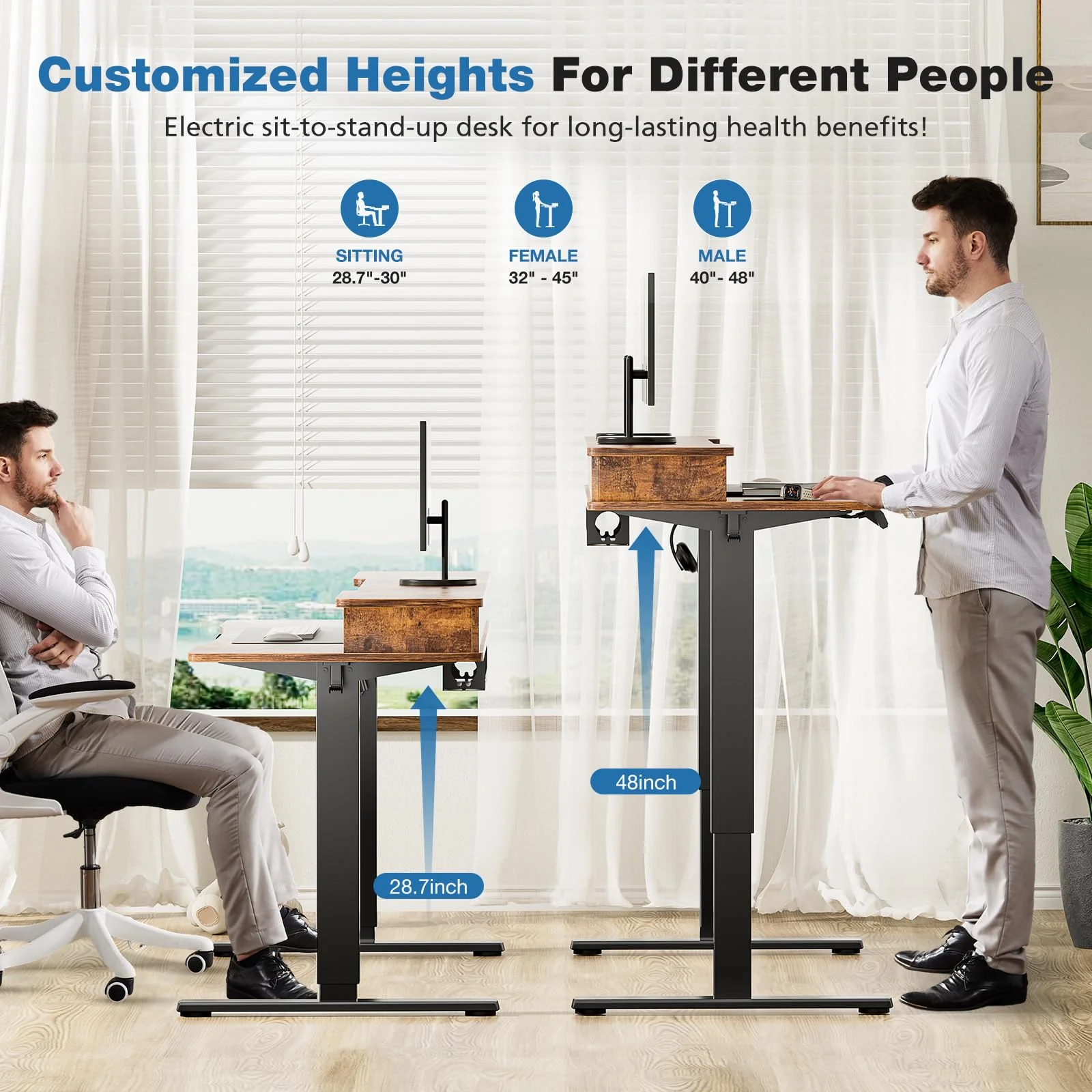 NEW - DUMOS 48 Inch Adjustable Height Computer Workstation - Image 3