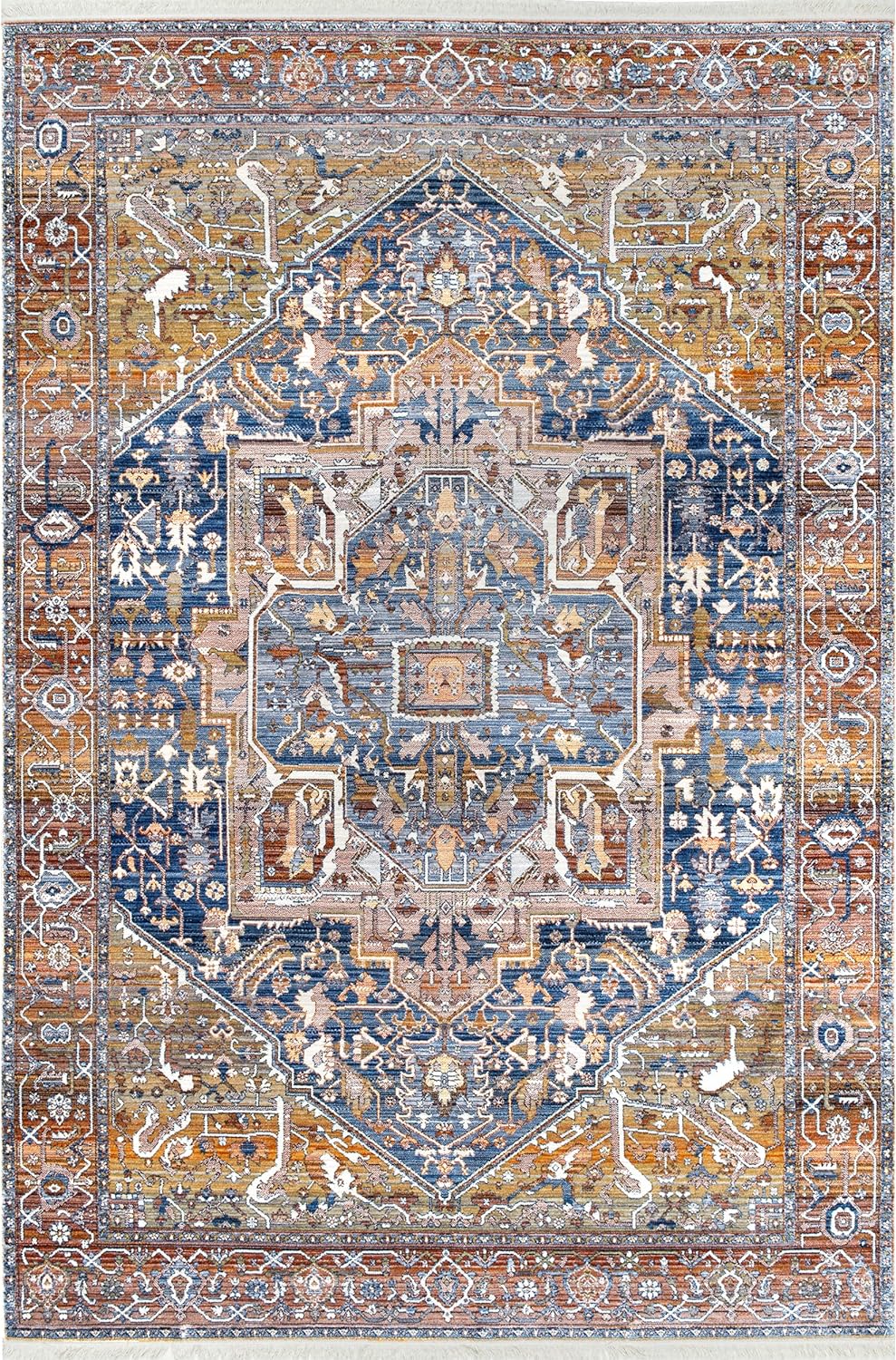 NEW - nuLOOM 6' x 6' Vintage Harriet Medallion Fringe Area Rug, 6' Square, Rust - Retail $104