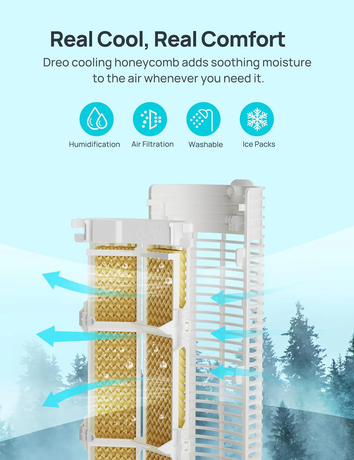 NEW - Dreo Cooling Fans That Blow Cold Air, 40" Evaporative Air Cooler, 2023 Upgrade Tower Fan for Bedroom with 80Â° Oscillating, Ice Packs, Remote Control, 3 Modes 4-Speed Quiet Floor Fan Home/Office - Retail $143 - Image 8