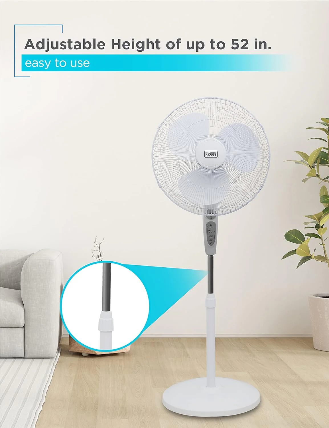 NEW - BLACK+DECKER 18-Inch, Stand Fan with Remote, White - Retail $44 - Image 7