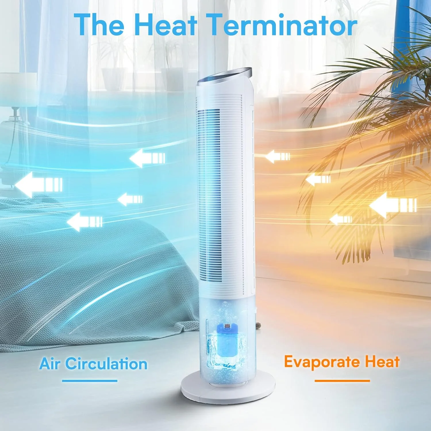 NEW - Evaporative Cooler - 40" Portable Air Conditioner with 70° Oscillating & Humidifying, 3 Speeds & 3 Modes, 8H Timer, Cooling Tower Fan with Remote,2 Ice Boxes, Quiet Swamp Cooler for Rooms,office - Retail $169 - Image 3