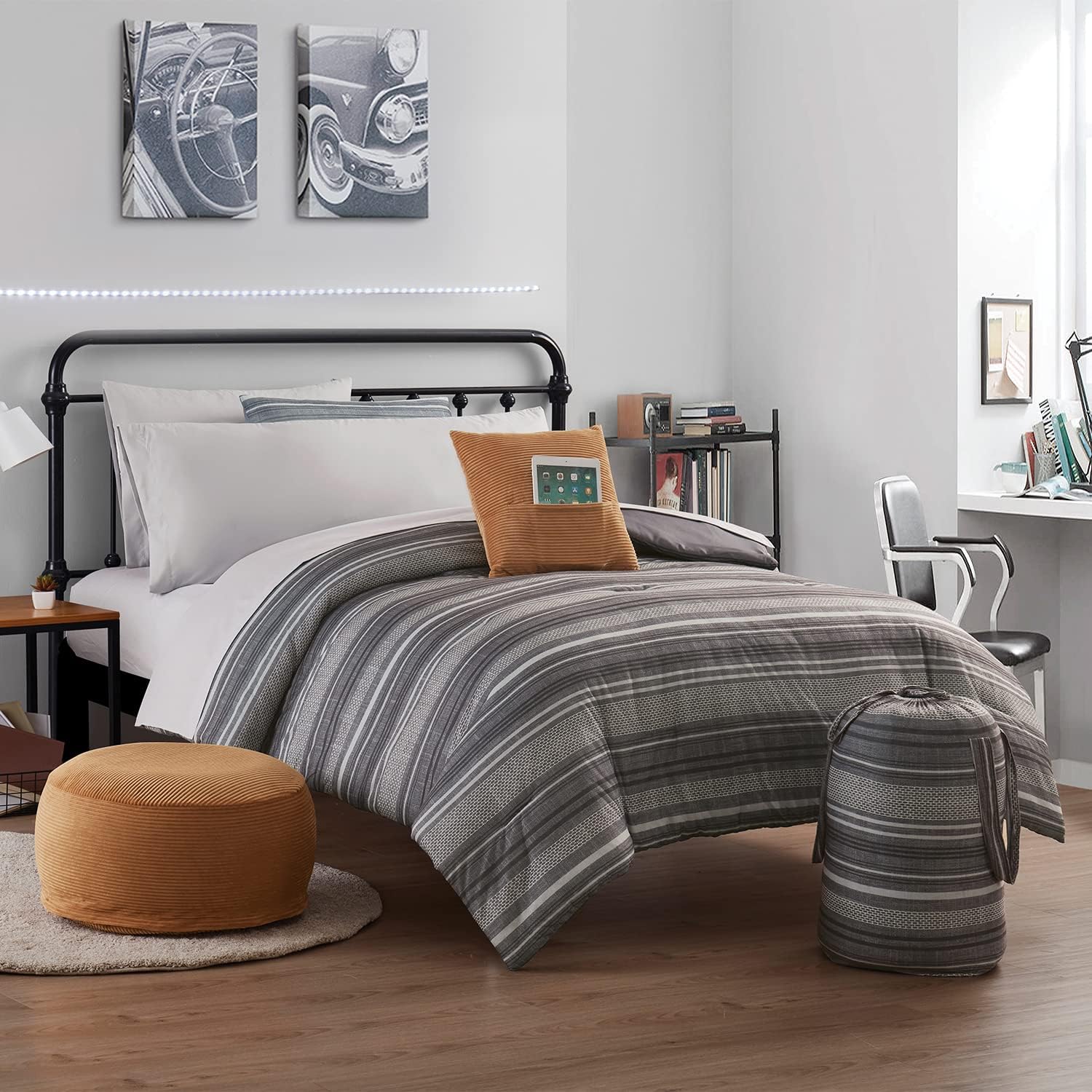 NEW - VCNY Home - Twin Bed in a Bag, 10-Piece Bedding Set with Matching Sheets & Decorative Pillow, Cozy Room Decor (Grey, Twin/Twin XL) - Retail $109