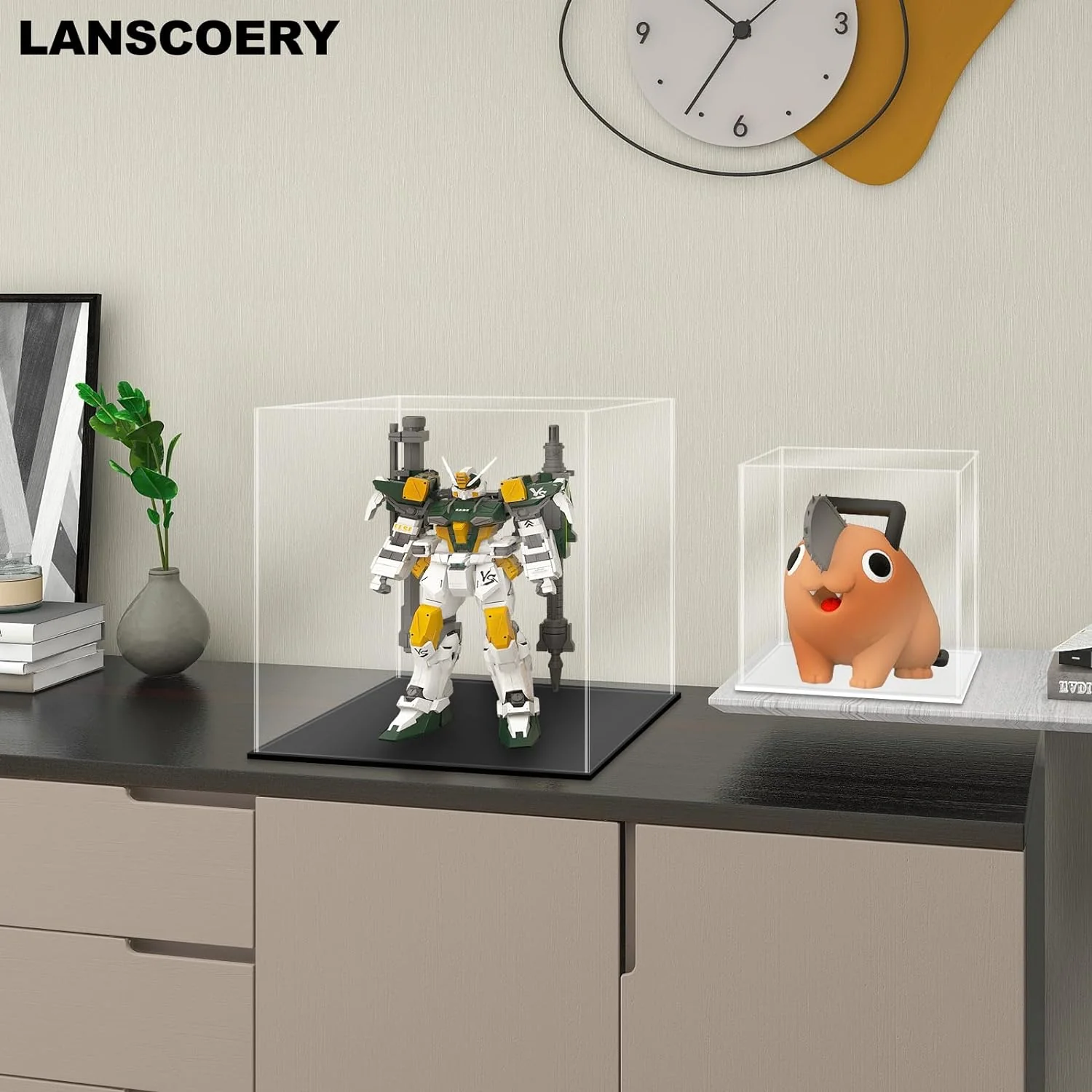 NEW - LANSCOERY Clear Acrylic Display Case, Assemble Cube Display Box Stand with White Base, Dustproof Protection Showcase for Collectibles Memorabilia Figurines (15.7x15.7x15.7inch; 40x40x40cm) - Retail $88 - Image 4