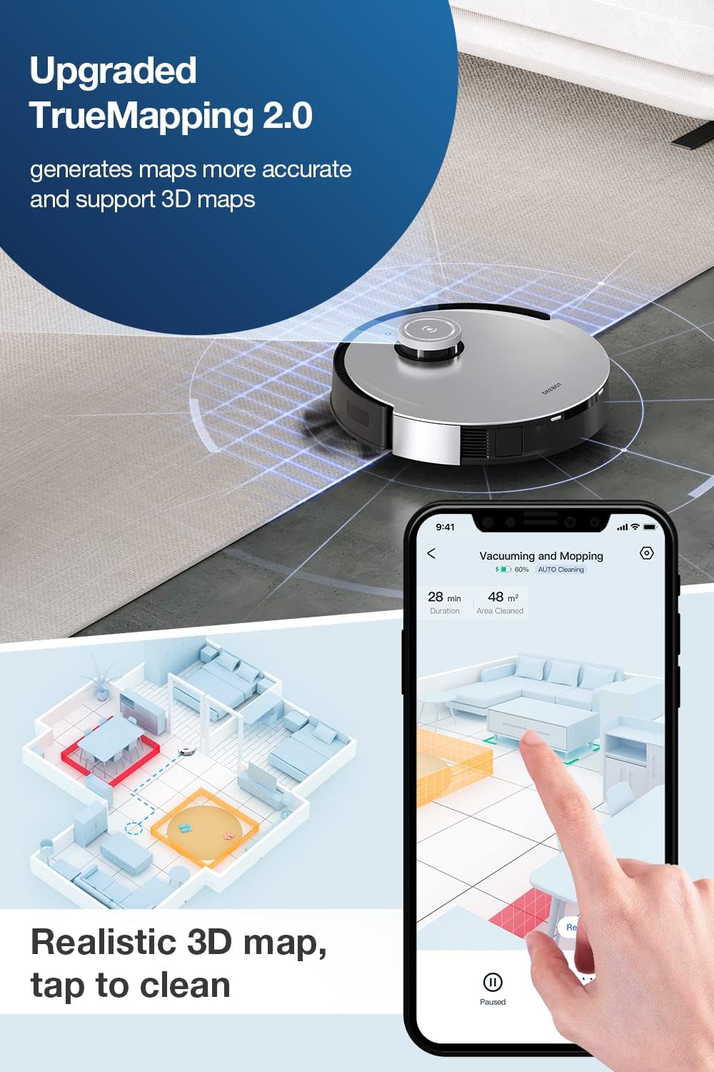 NEW - ECOVACS DEEBOT X1 Omni Robot Vacuum and Mop Combo with Self-Emptying, Auto-Wash, Auto-Refill and Auto-Hot Air Drying - Retail $590 - Image 5