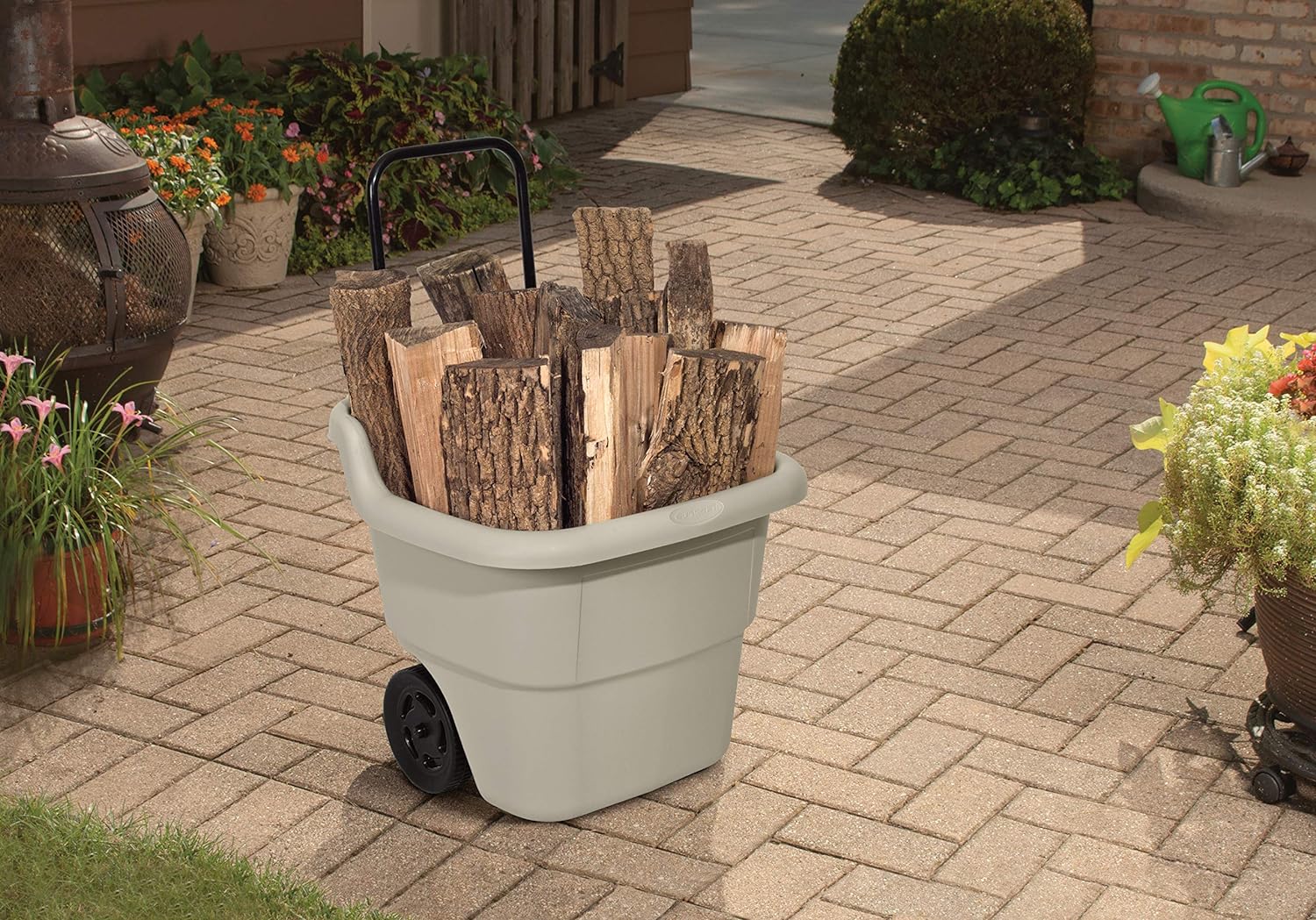 NEW - Suncast Resin 15.5 Gallon Multi-Purpose Cart with Wheels, Brown,Taupe - Retail $39 - Image 6