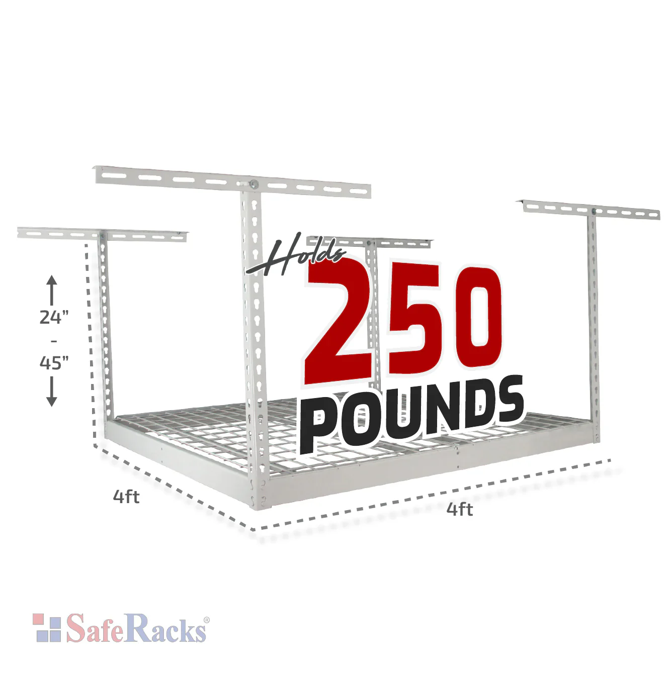 NEW - SafeRacks 4' x 4' Overhead Garage Storage Rack - Retail $109 - Image 2