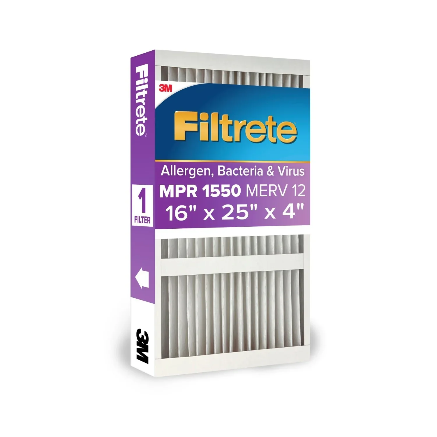 Filtrete Air Filter 16x25x4 Ultra Allergen Reduction Deep Pleat Filter