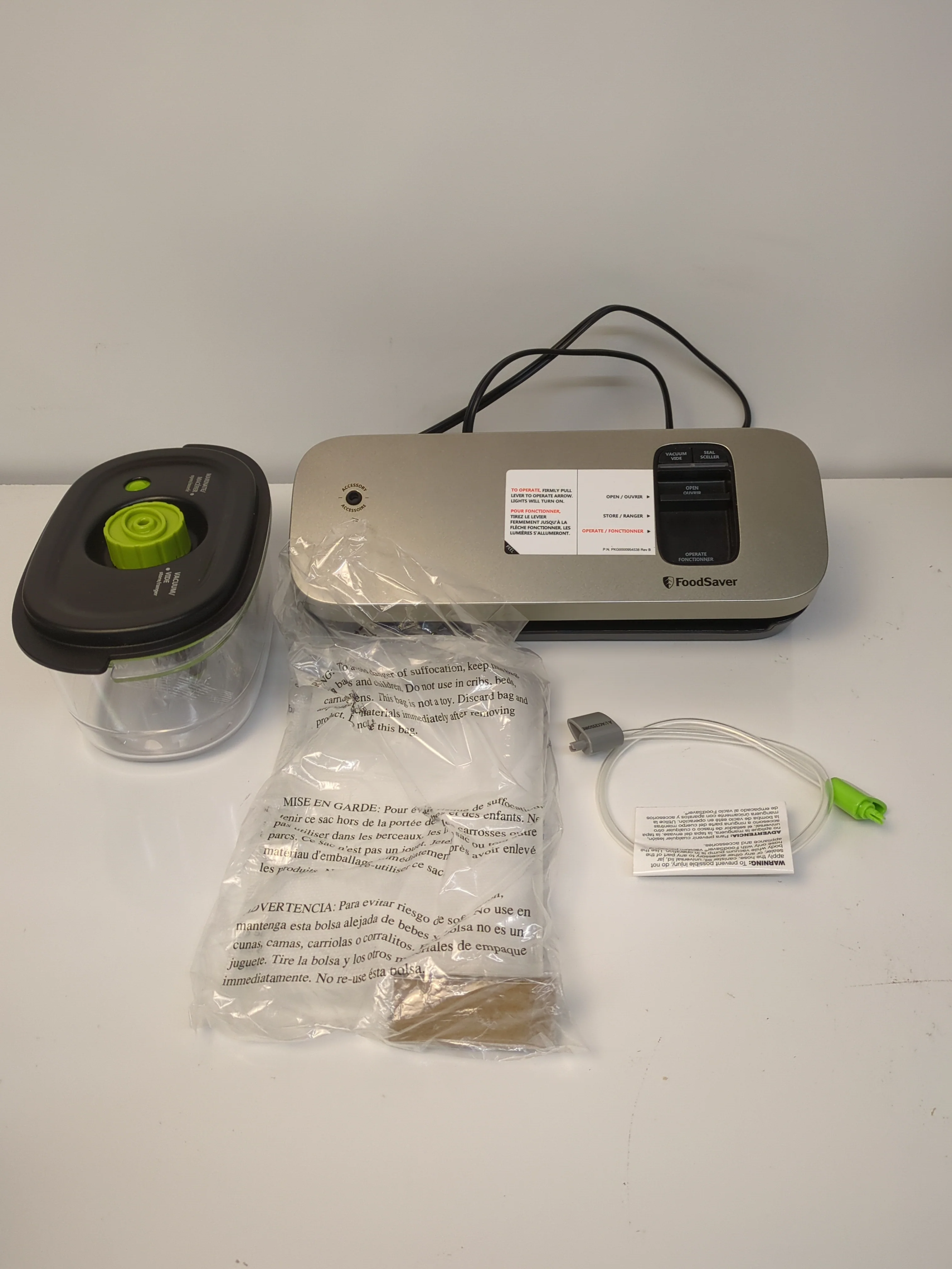 FoodSaver Space Saving Vacuum Sealer Machine with Sealer Bags and Roll for Airtight Food Storage and Sous Vide, Silver - Retail $79 - Image 2