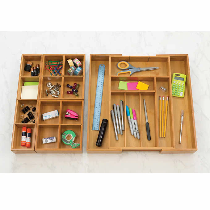 NEW - Seville Classics 4-piece Bamboo Expandable Drawer Organizer - Retail $39 - Image 4