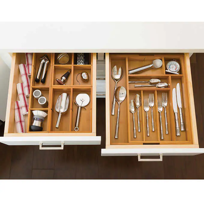 NEW - Seville Classics 4-piece Bamboo Expandable Drawer Organizer - Retail $39 - Image 6