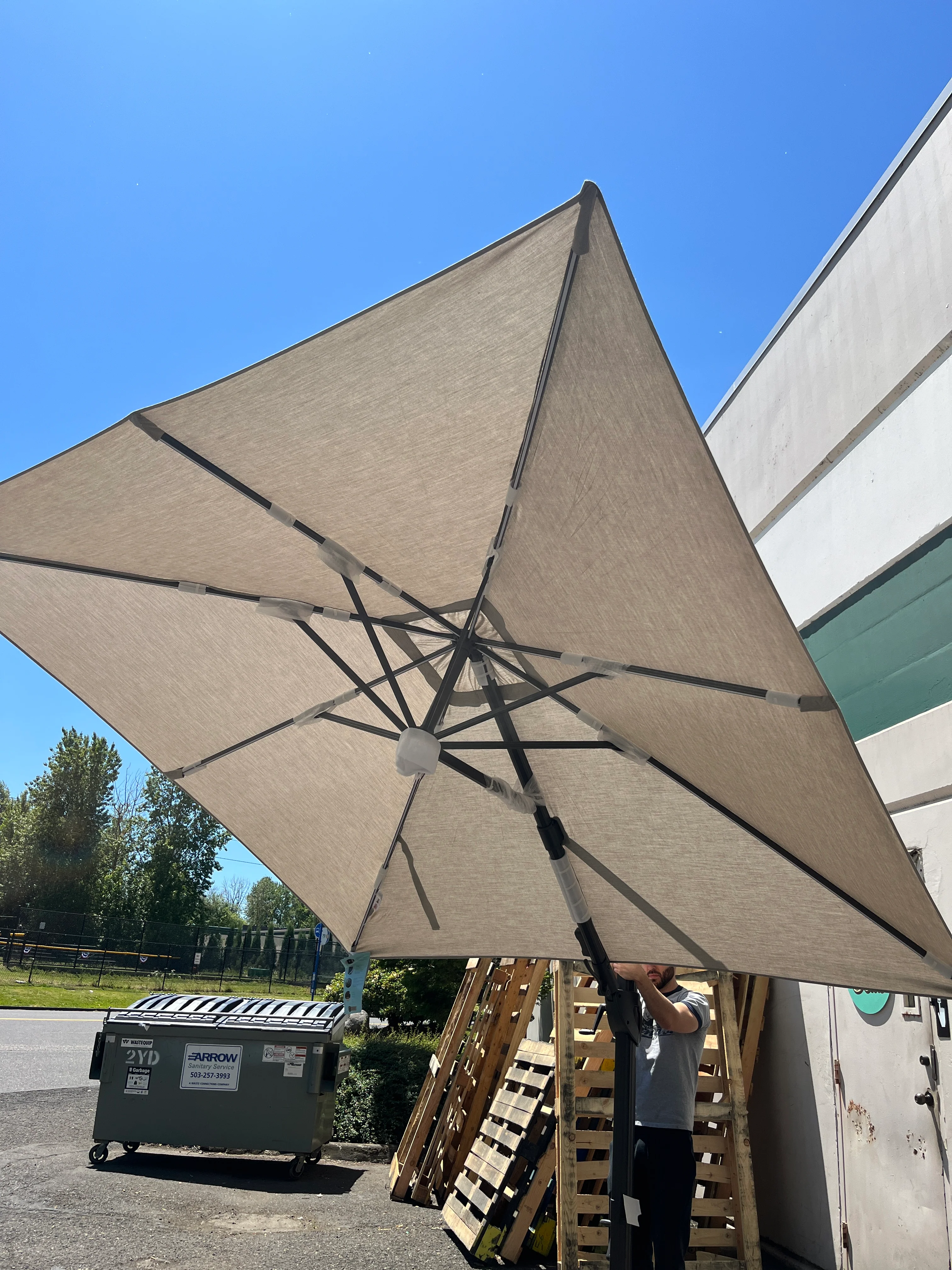 Seasons Sentry Square Solar LED Cantilever Umbrella - Retail $699 - Image 5