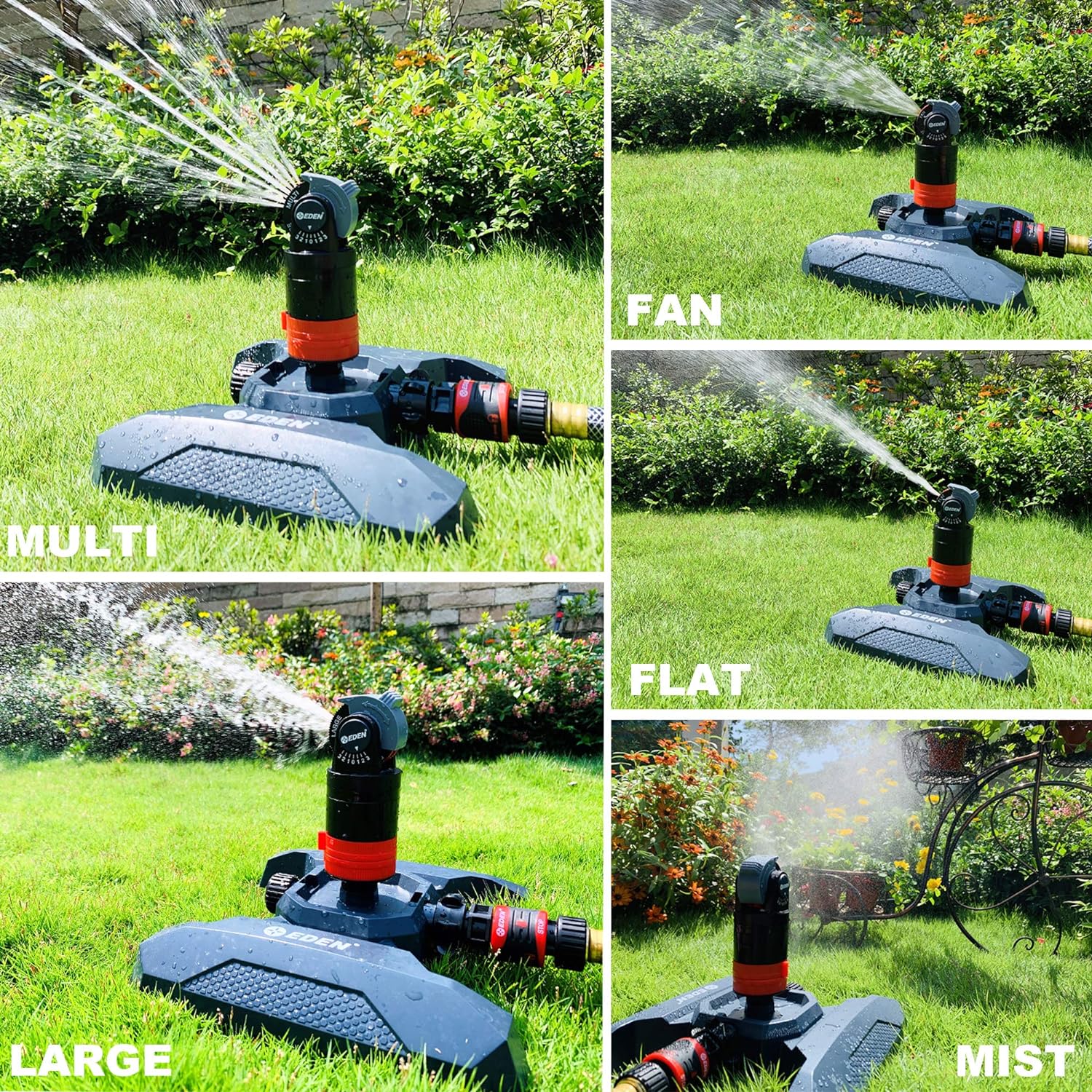 Eden 94124 Multi Pattern Turbo Gear Drive Sprinkler Plus Misting System, with Quick Connect Set, 360 Degree Coverage - Retail $29 - Image 3