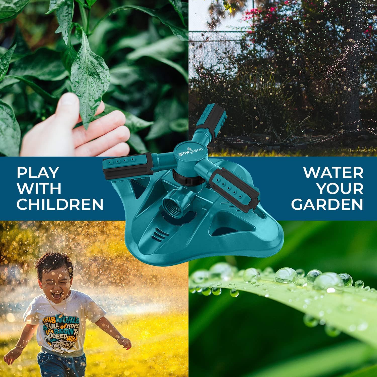 NEW - GrowGreen Sprinkler, Rotating Lawn Sprinkler, Large Area Coverage Garden Sprinklers, Strong Base with Brass Connectors - Retail $29 - Image 8
