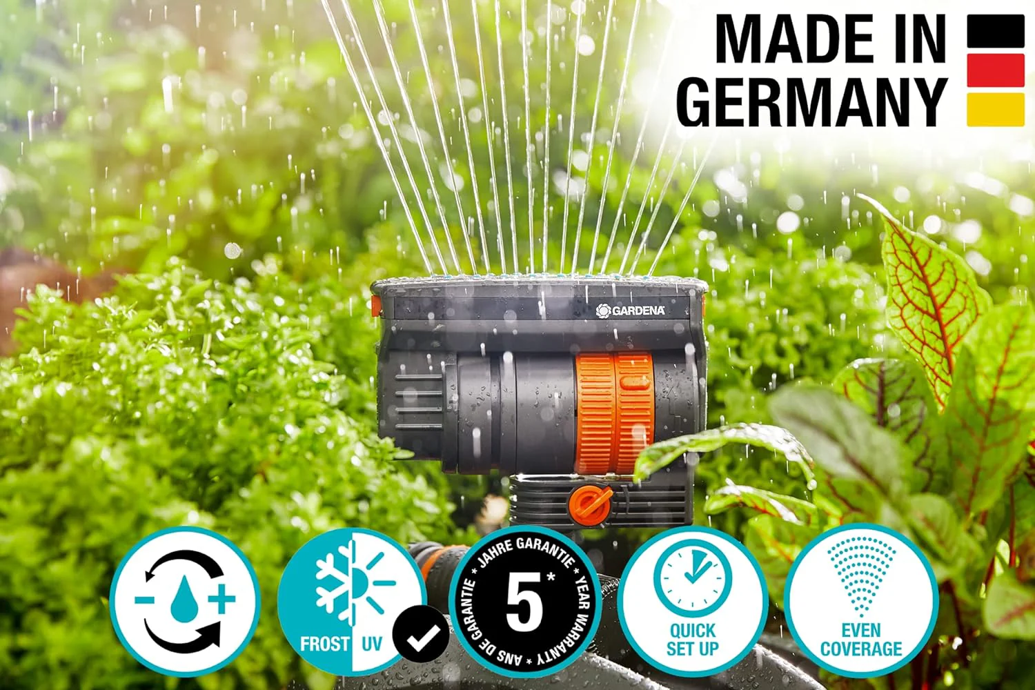 Gardena 69-84BZMX ZoomMaxx 2,300 Sq Ft, Adjustable Sprinkler with Built in Timer Weighted Base for Flexible and Precise Watering, Compatible with Any Hose Brand - Retail $64 - Image 4