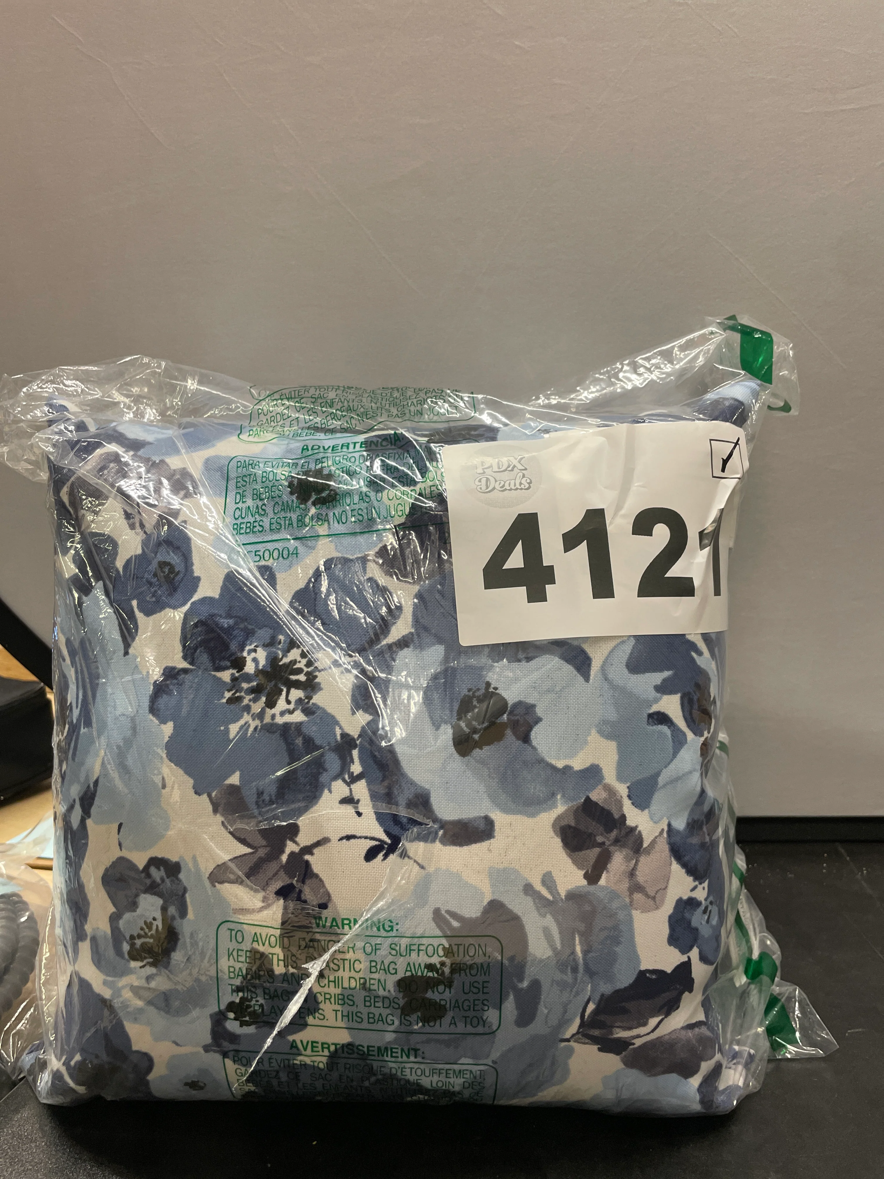 NEW - Arden Selections Outdoor Toss Pillow (2 Pack) 16 x 16, Blue Garden Floral - Retail $30 - Image 2