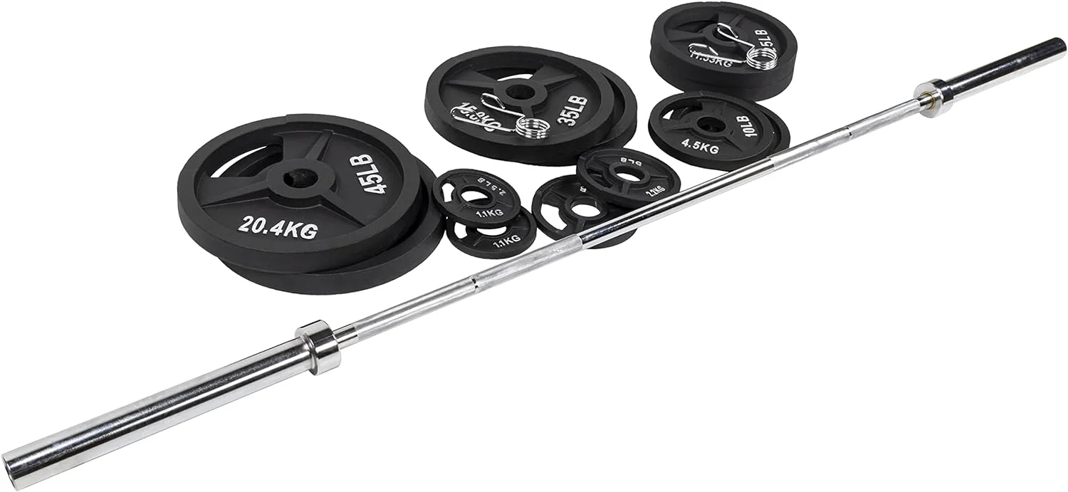 NEW - BalanceFrom Cast Iron Olympic Weight Including 7FT Olympic Barbell, 300-Pound Set, Multiple Packages - Retail $610 - Image 3