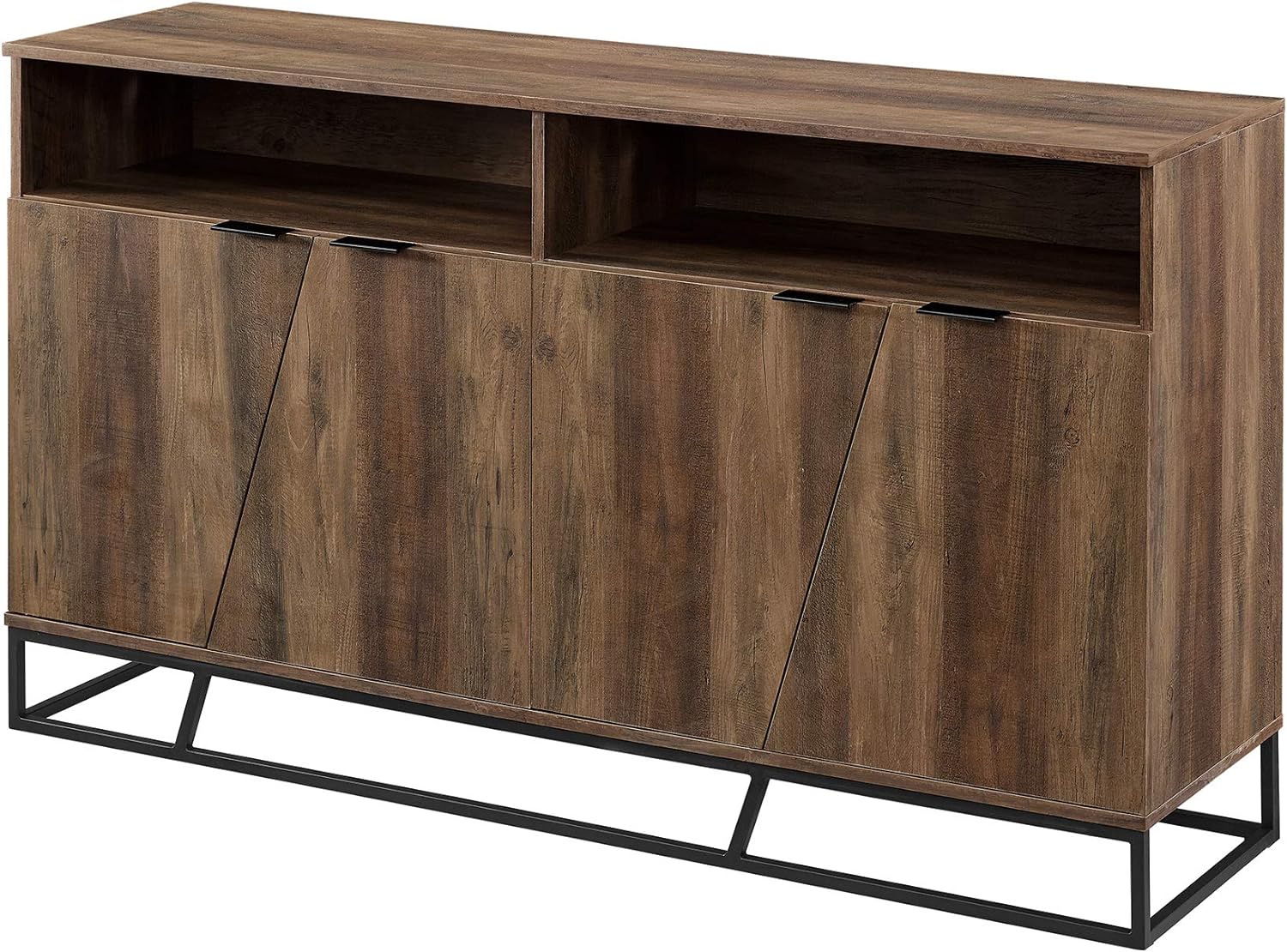 NEW in Box - Walker Edison Angled Door Cabinet-Sideboard-Buffet with Open Shelf Storage, 58, Rustic Oak - Retail $179 - Image 3