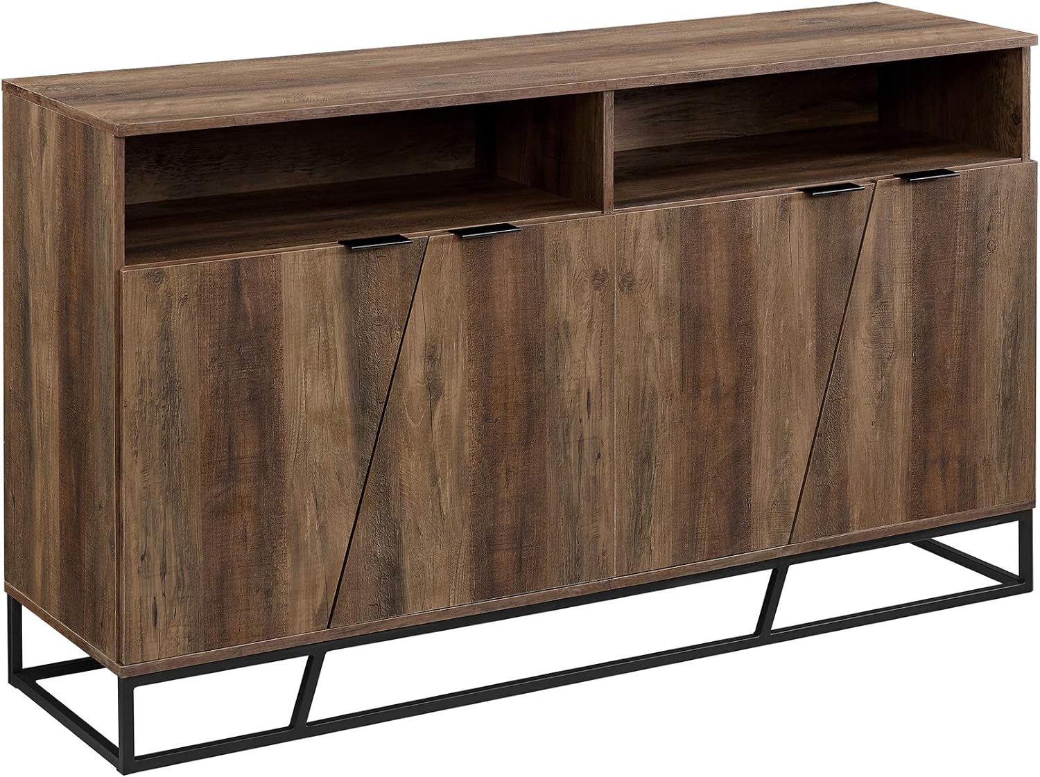 NEW in Box - Walker Edison Angled Door Cabinet-Sideboard-Buffet with Open Shelf Storage, 58, Rustic Oak - Retail $179 - Image 5