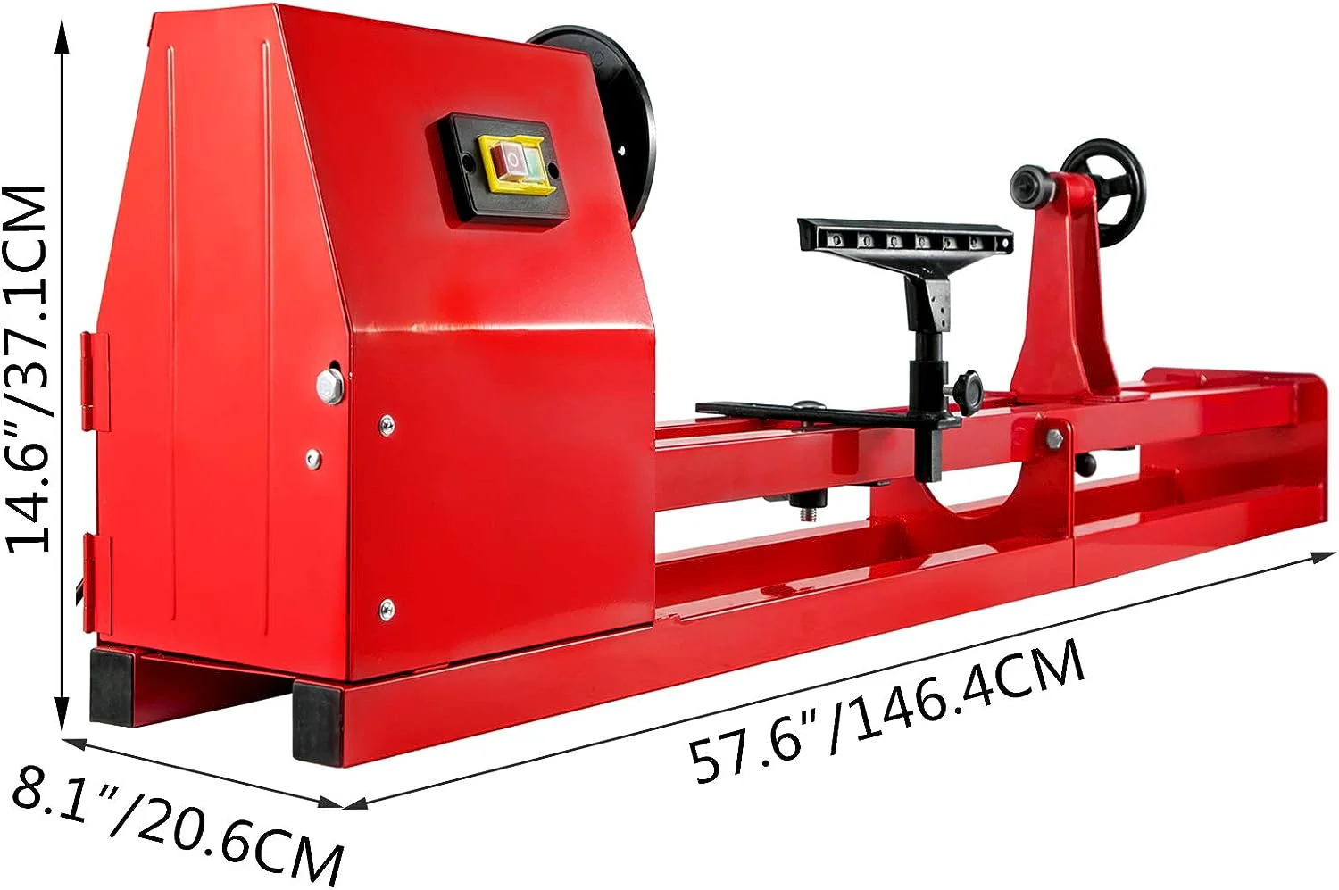 NEW - Mophorn Wood Lathe 14" x 40", Power Wood Turning Lathe 1/2HP 4 Speed 1100/1600/2300/3400RPM, Benchtop Wood Lathe with 3 Chisels Perfect for High Speed Sanding and Polishing of Finished Work - Retail $169 - Image 3
