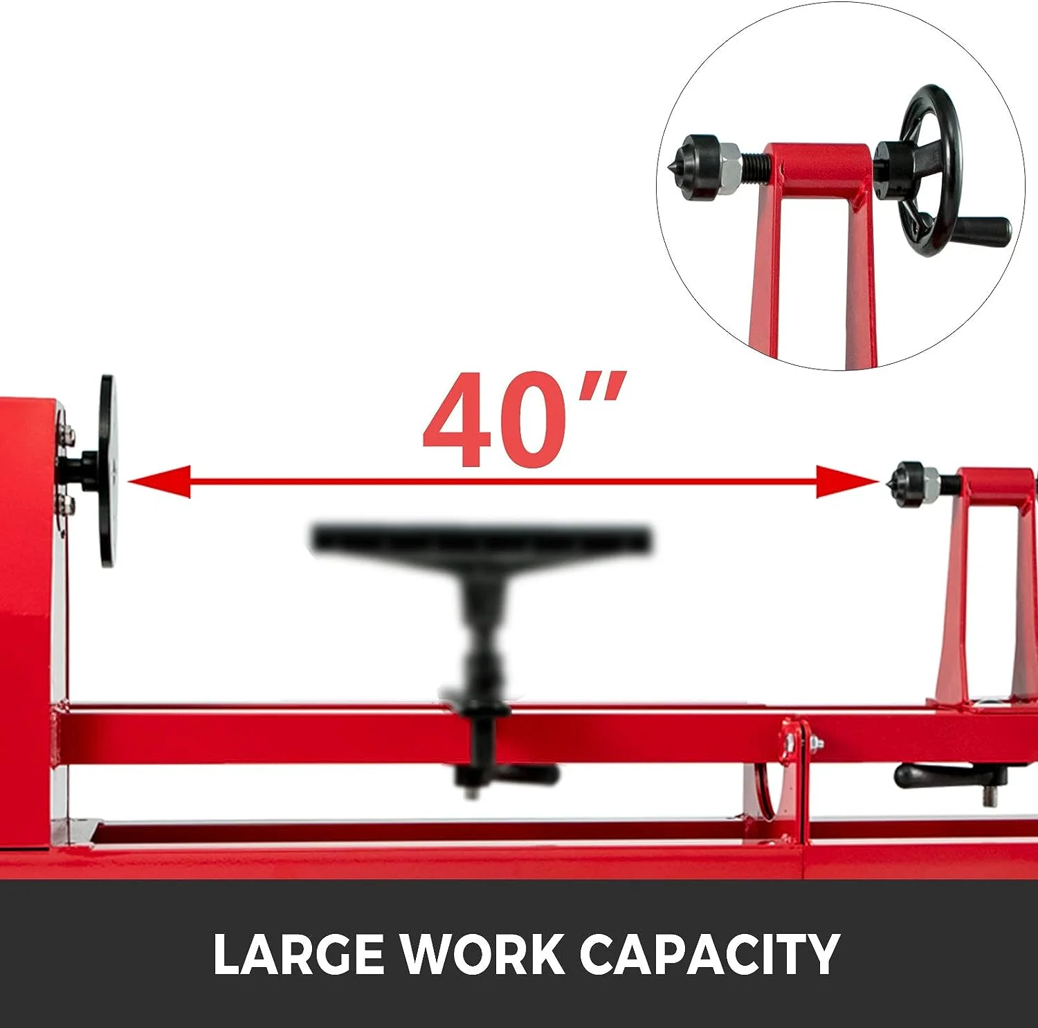 NEW - Mophorn Wood Lathe 14" x 40", Power Wood Turning Lathe 1/2HP 4 Speed 1100/1600/2300/3400RPM, Benchtop Wood Lathe with 3 Chisels Perfect for High Speed Sanding and Polishing of Finished Work - Retail $169 - Image 6