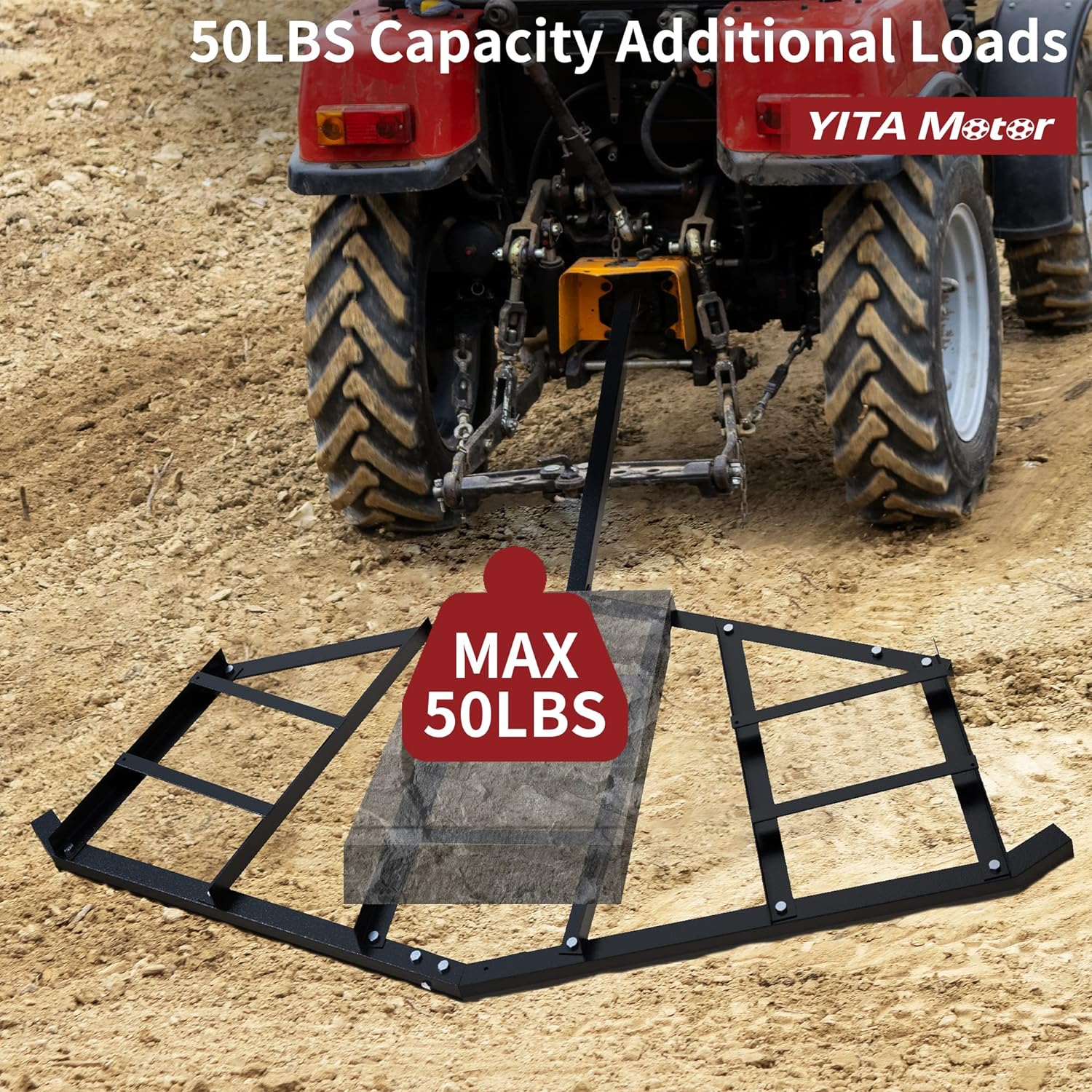 NEW - YITAMOTOR 84" Driveway Grader Drag Harrow for ATVs, UTVs, Garden Lawn Tractors, 84 inch, Black - Retail $129 - Image 4